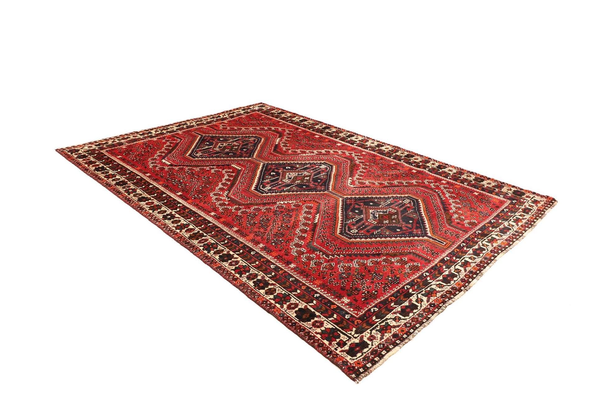 Hand-Knotted Wool Shiraz Persian Rug, 208 × 293 cm