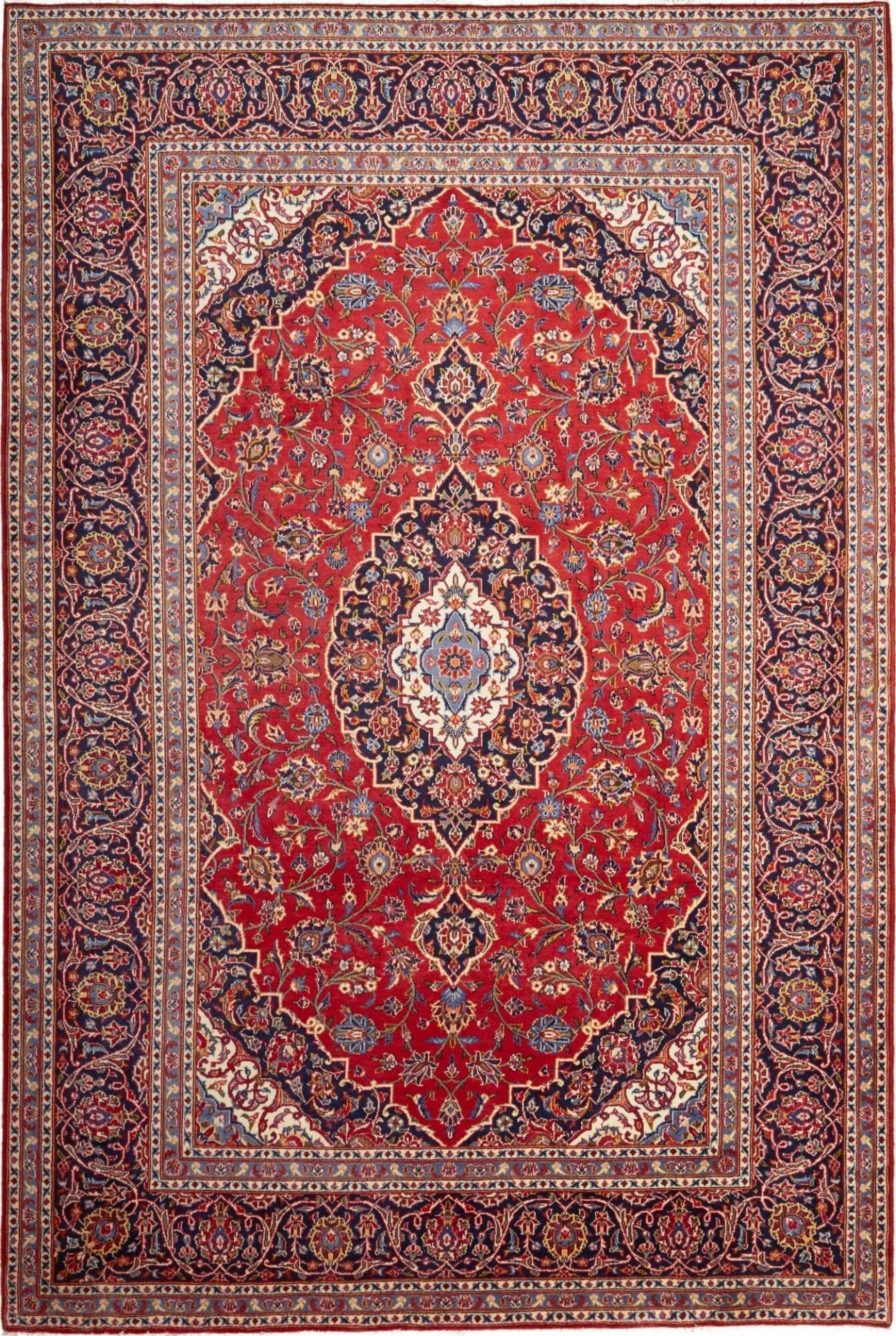Hand-Knotted Wool Kashan Persian Rug, 203 × 304 cm