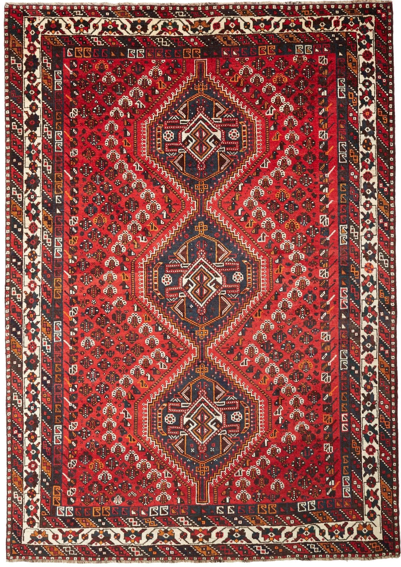 Shiraz Persian Rug — hand-knotted, 216 × 303 cm, Wool