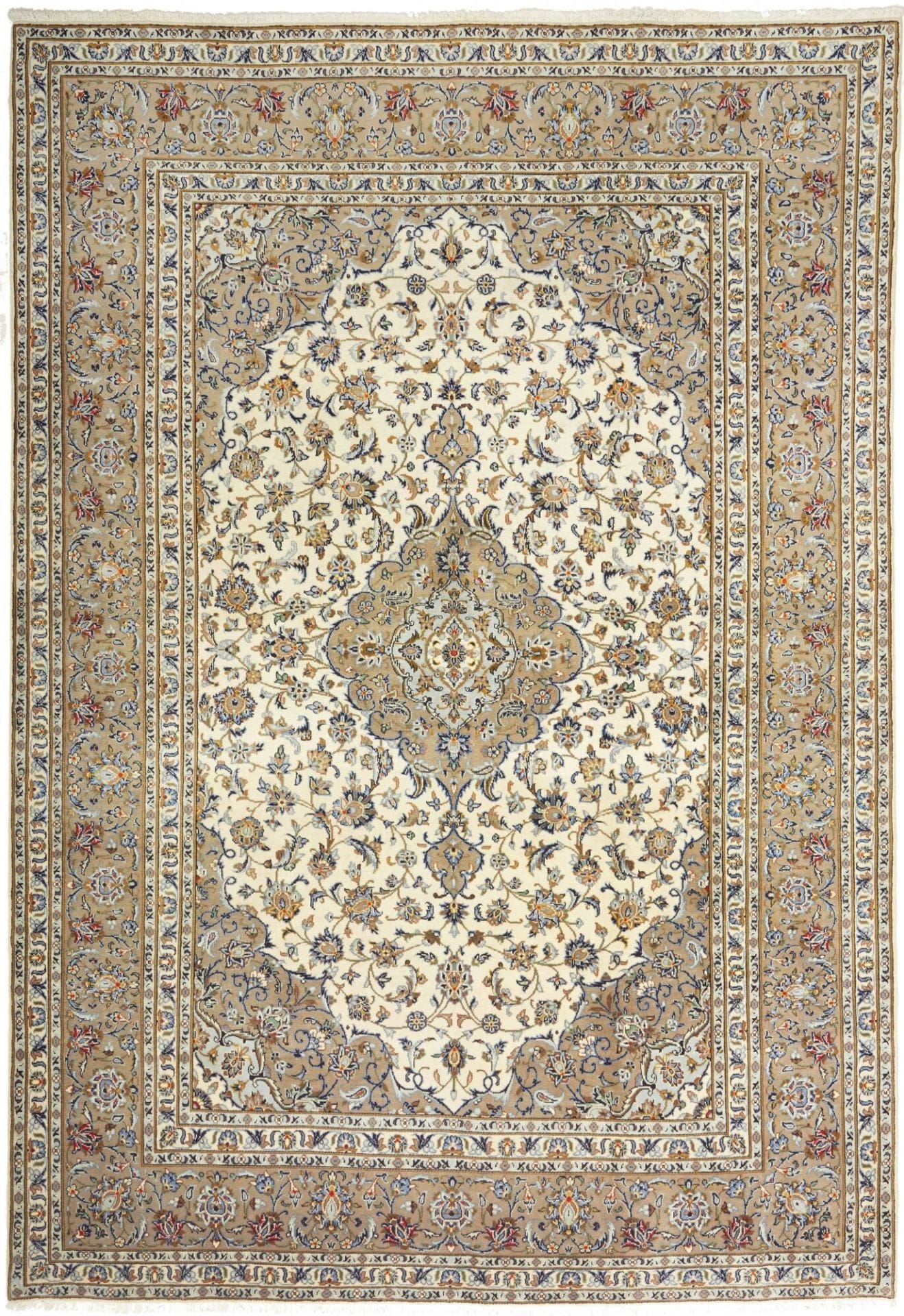 Hand-Knotted Wool Kashan Persian Rug, 210 × 300 cm