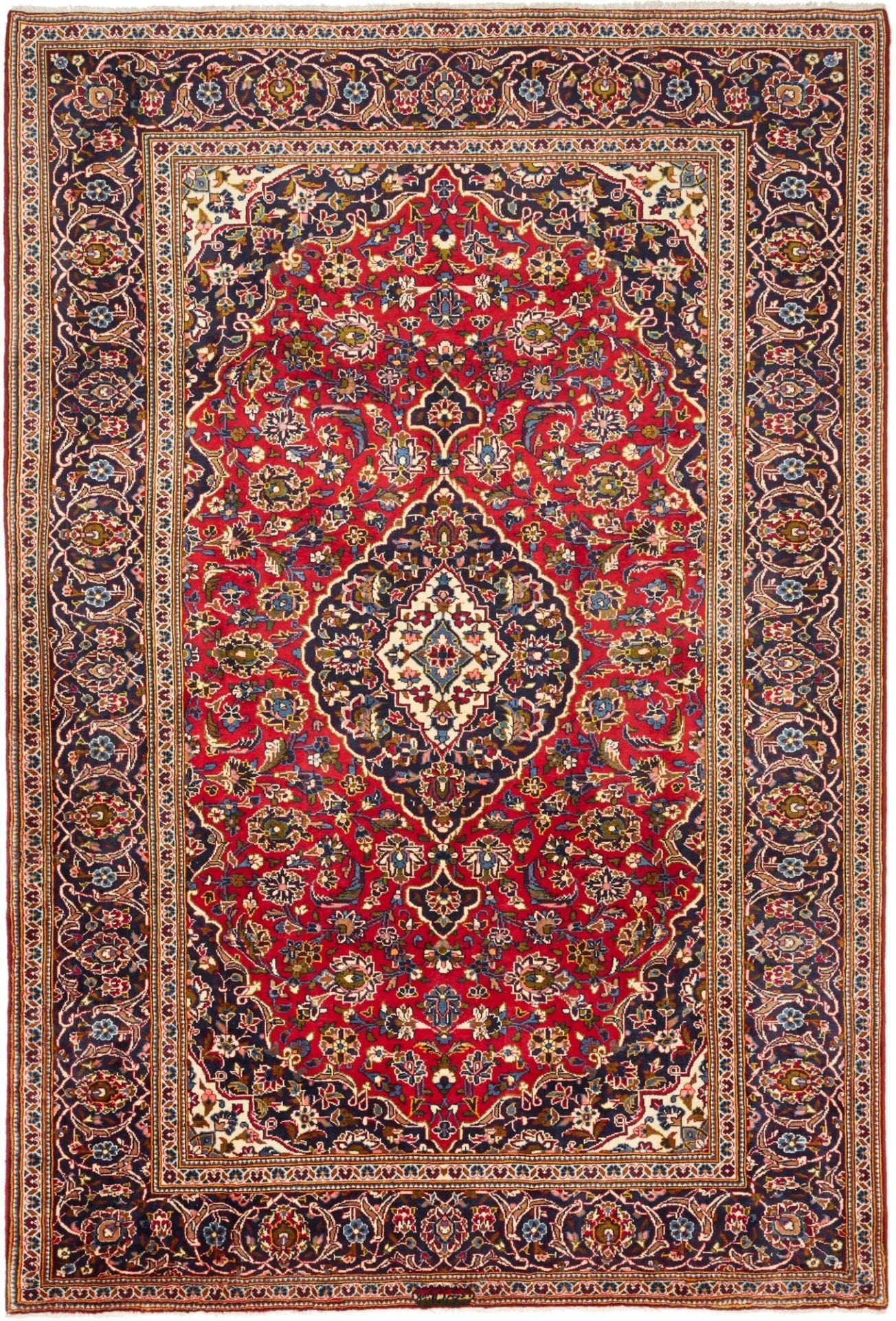 Hand-Knotted Wool Kashan Persian Rug, 208 × 304 cm