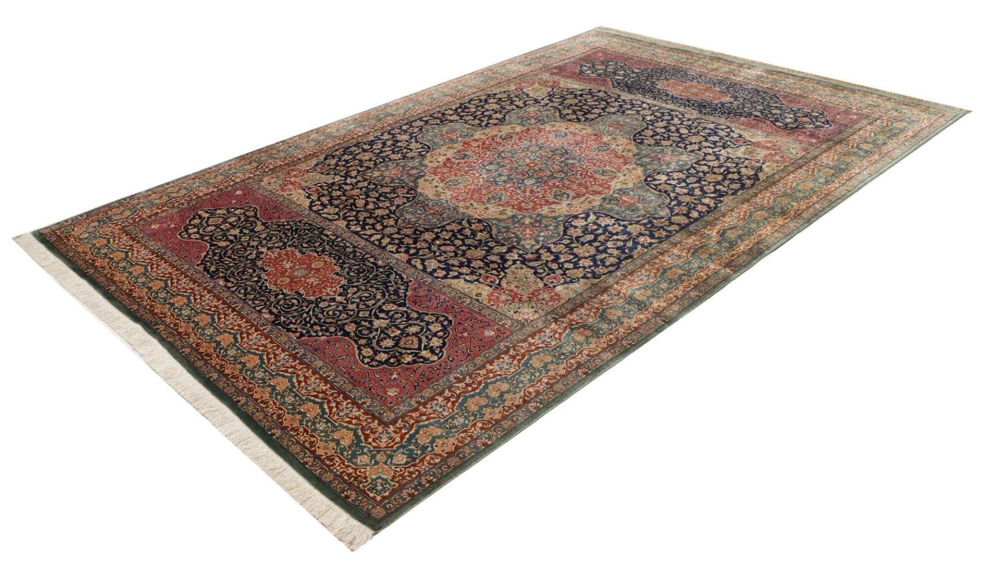 Qom Persian Rug — hand-knotted, 198 × 298 cm, Silk