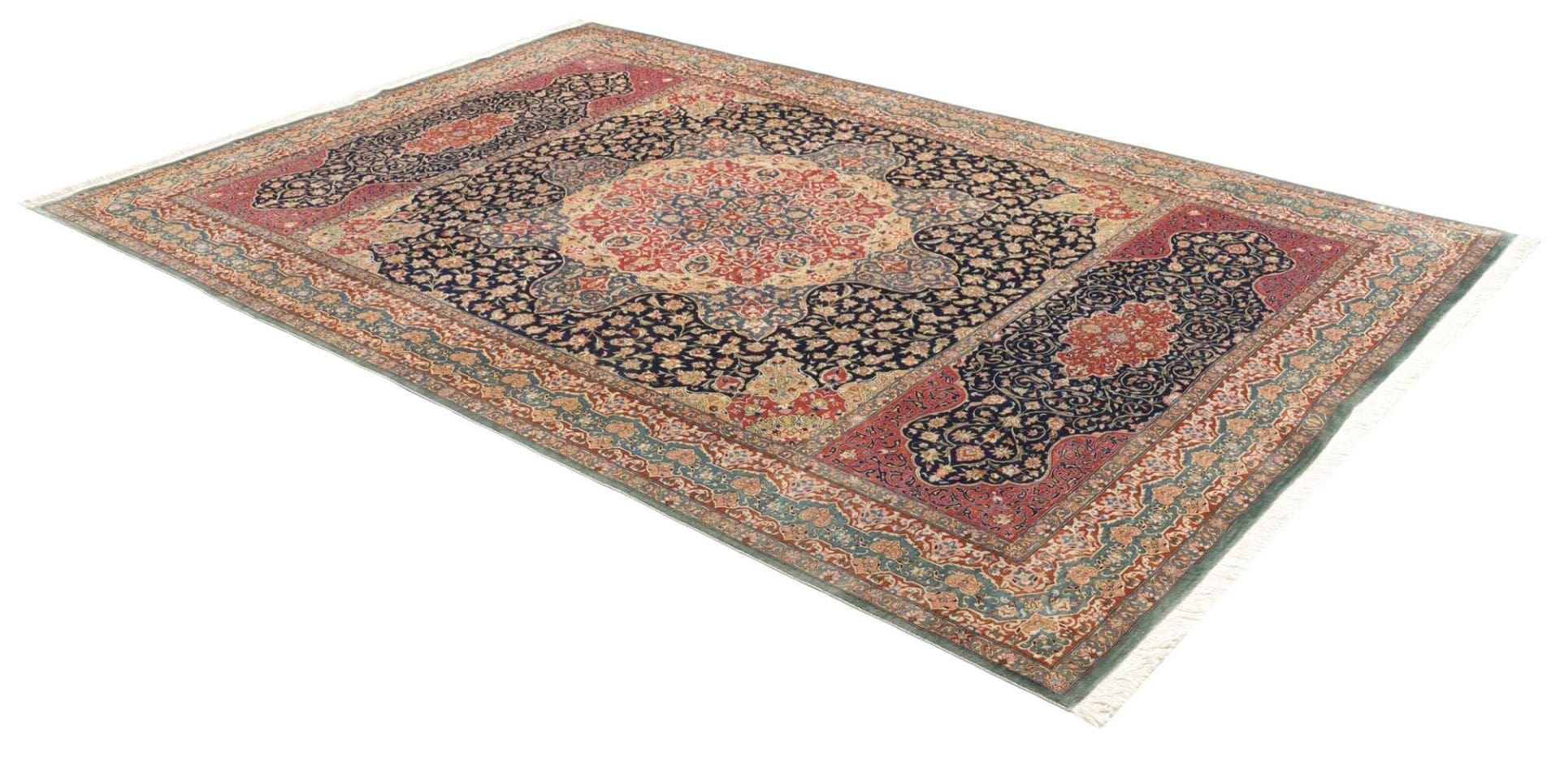 Qom Persian Rug — hand-knotted, 198 × 298 cm, Silk