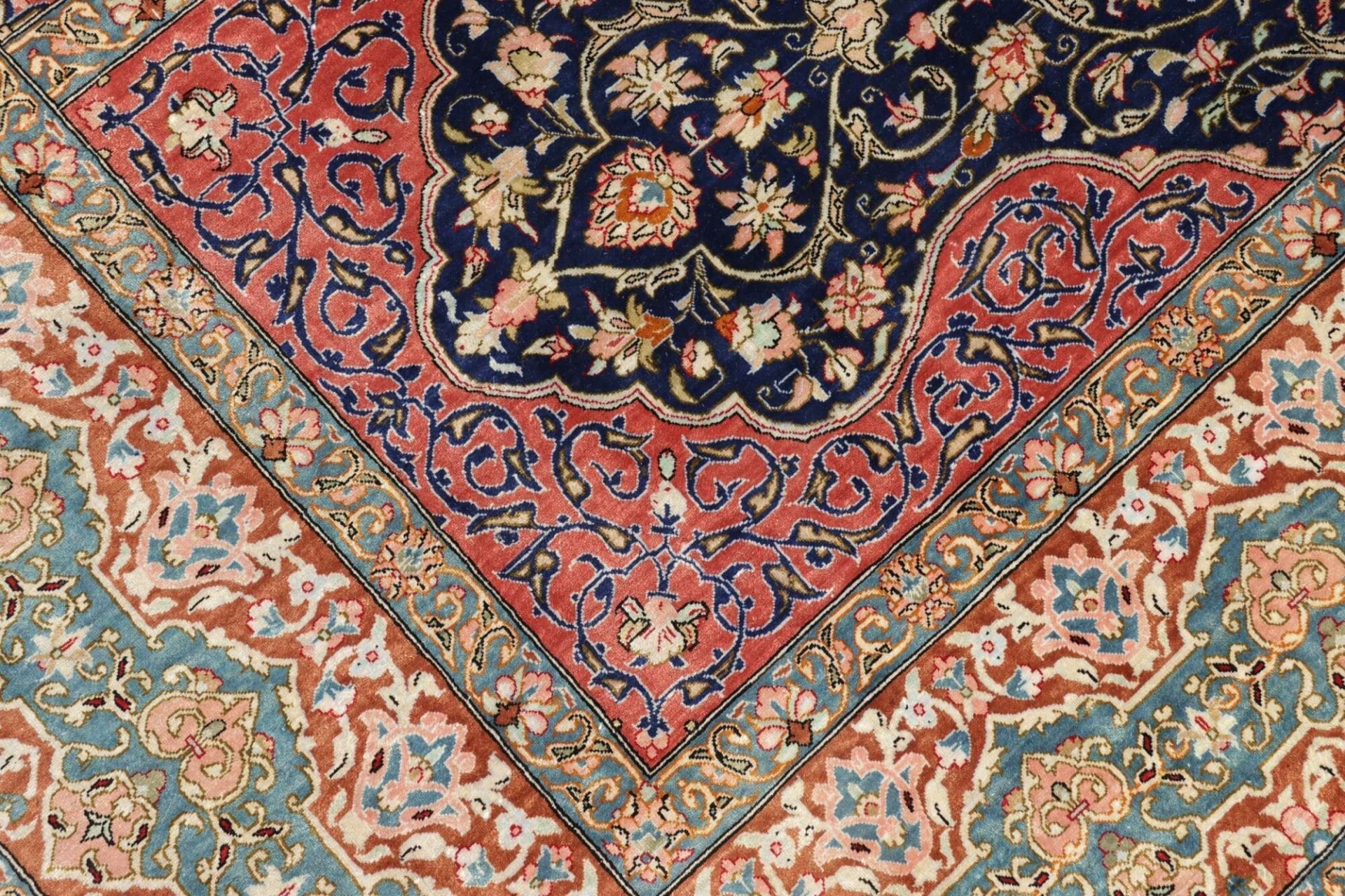 Qom Persian Rug — hand-knotted, 198 × 298 cm, Silk