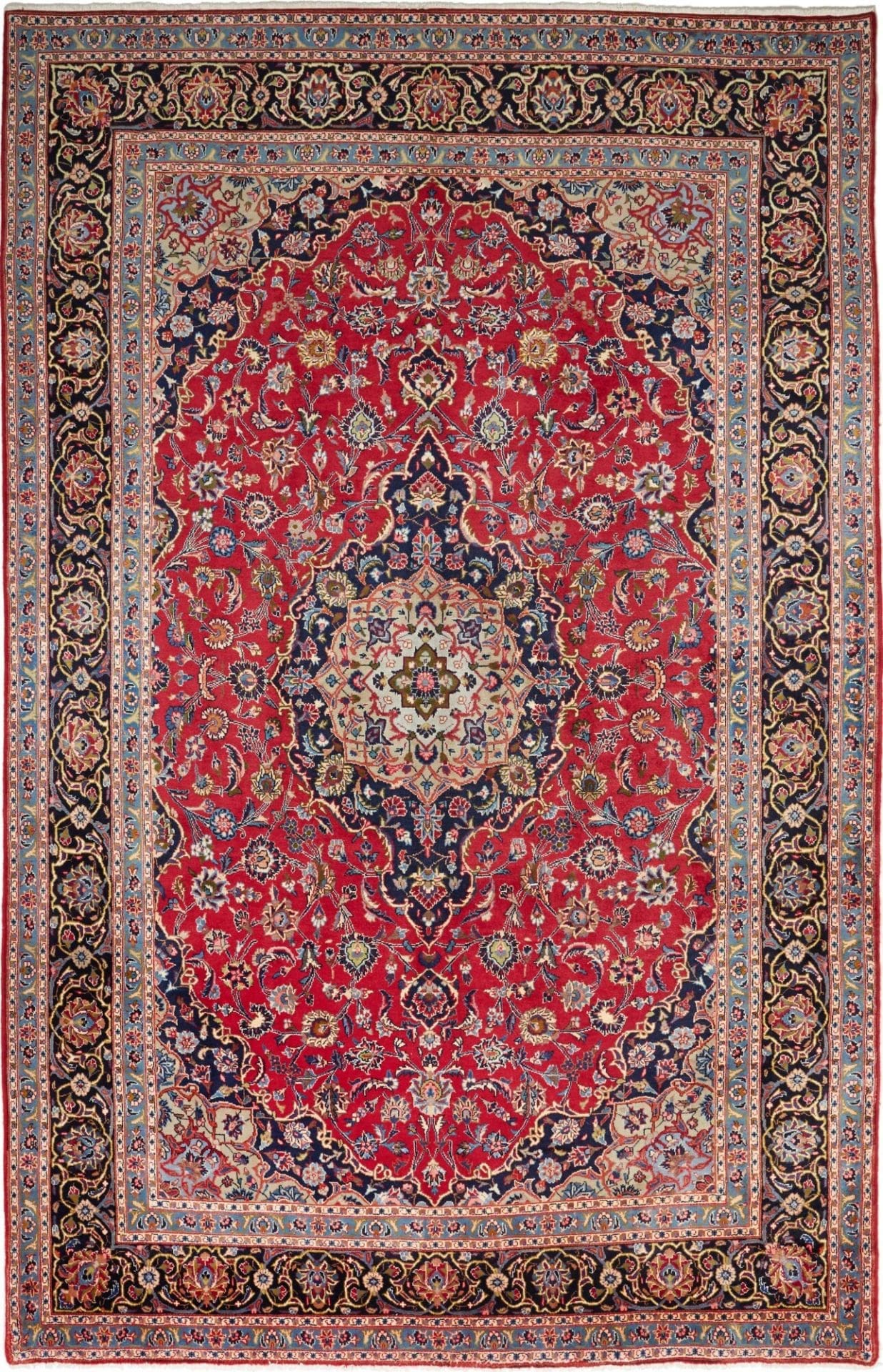 Hand-Knotted Wool Kashan Persian Rug, 200 × 302 cm