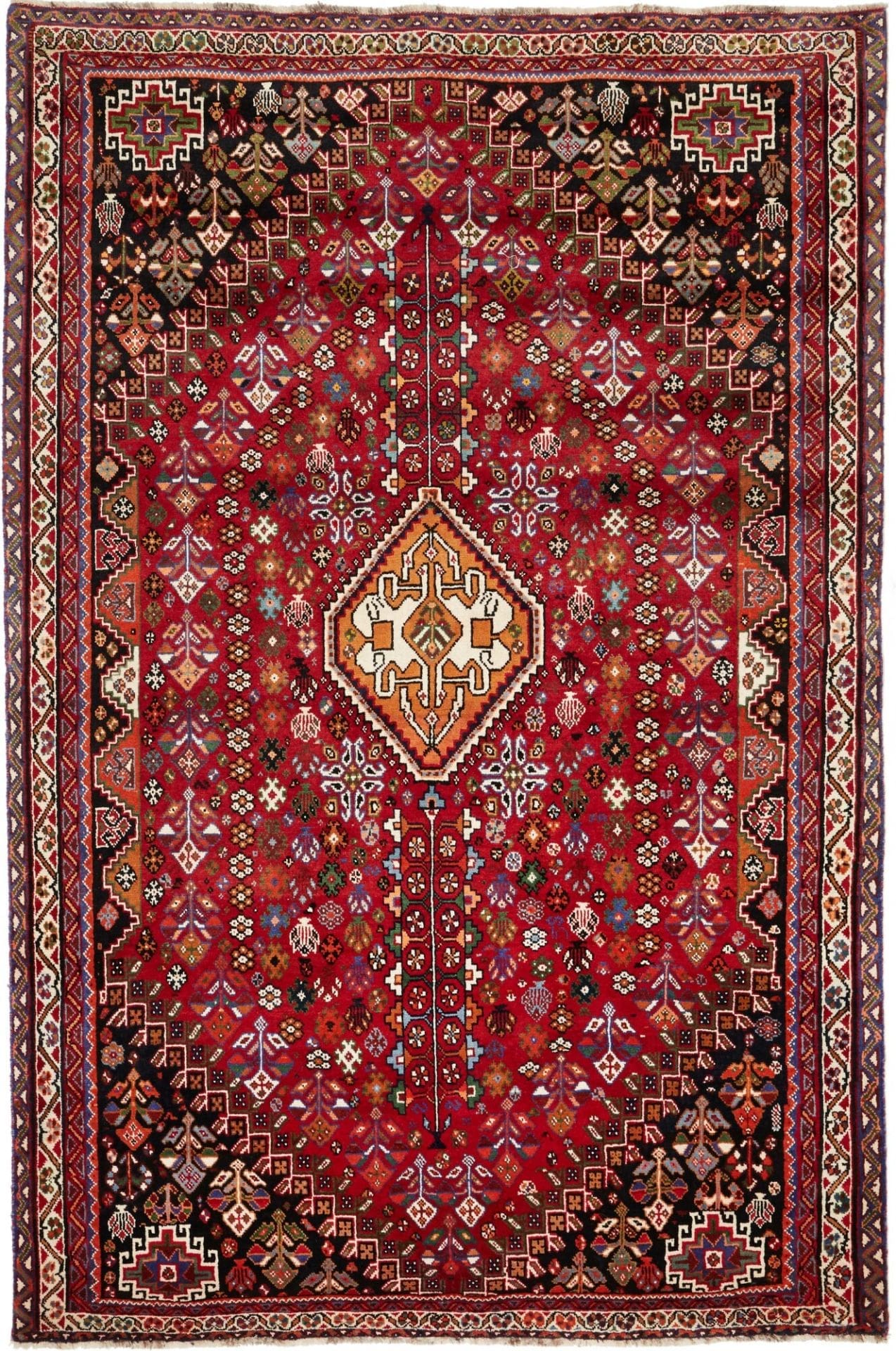 Hand-Knotted Wool Shiraz Persian Rug, 188 × 280 cm
