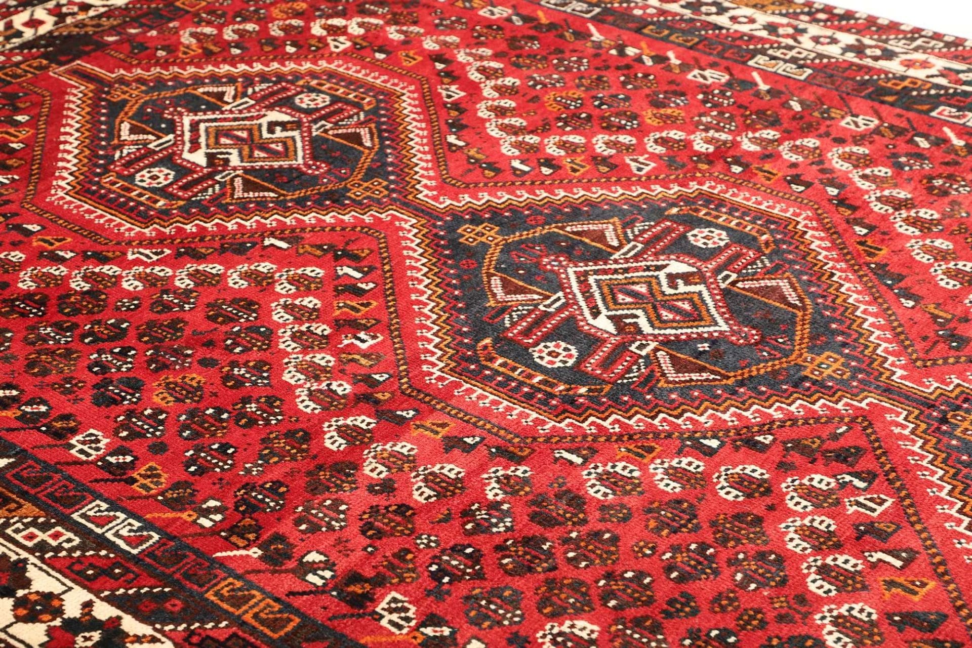 Shiraz Persian Rug — hand-knotted, 216 × 303 cm, Wool