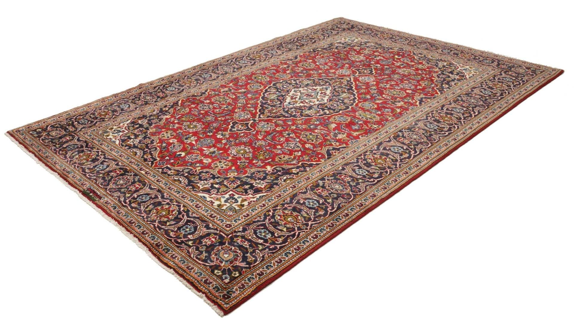 Hand-Knotted Wool Kashan Persian Rug, 208 × 304 cm