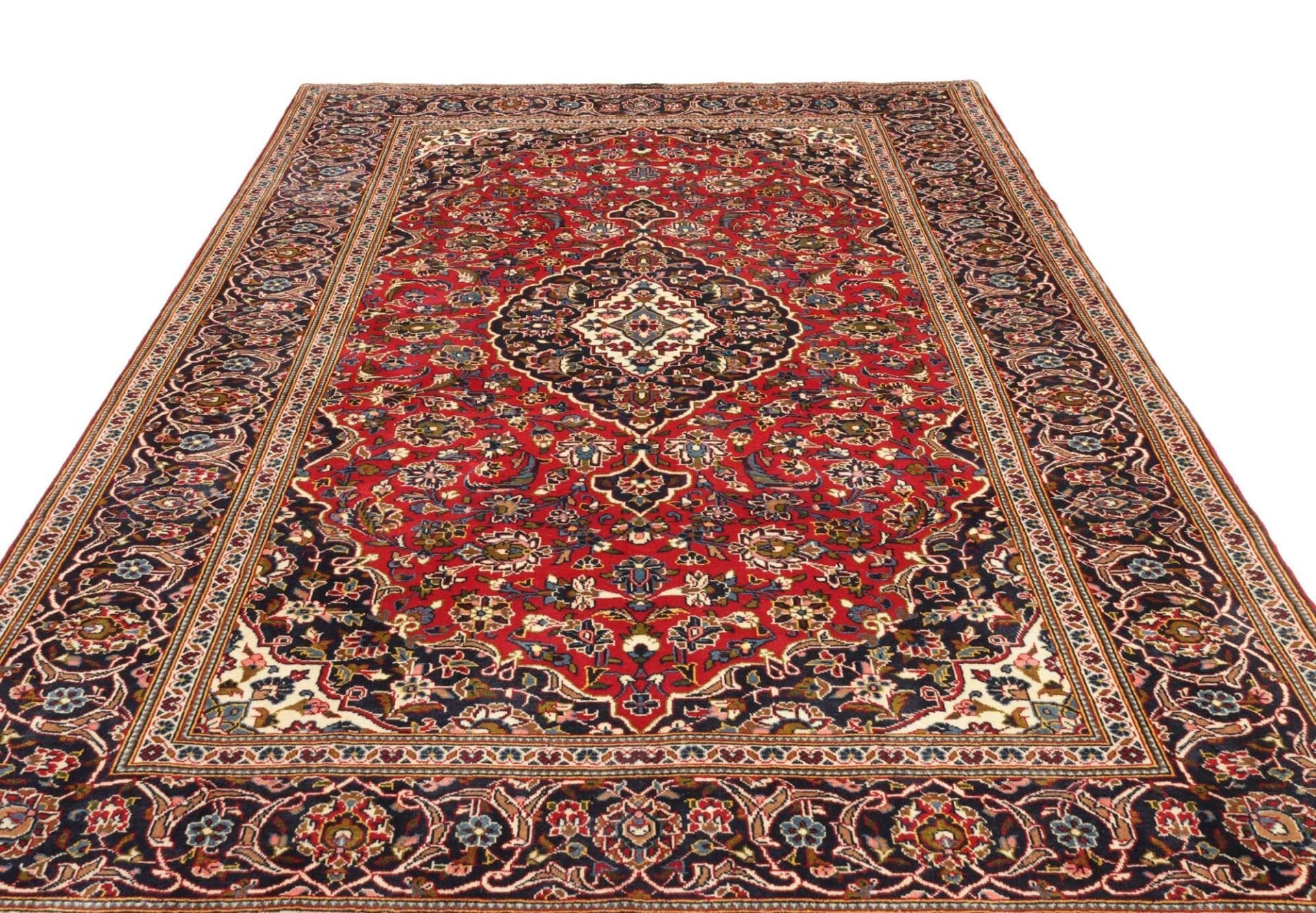 Hand-Knotted Wool Kashan Persian Rug, 208 × 304 cm