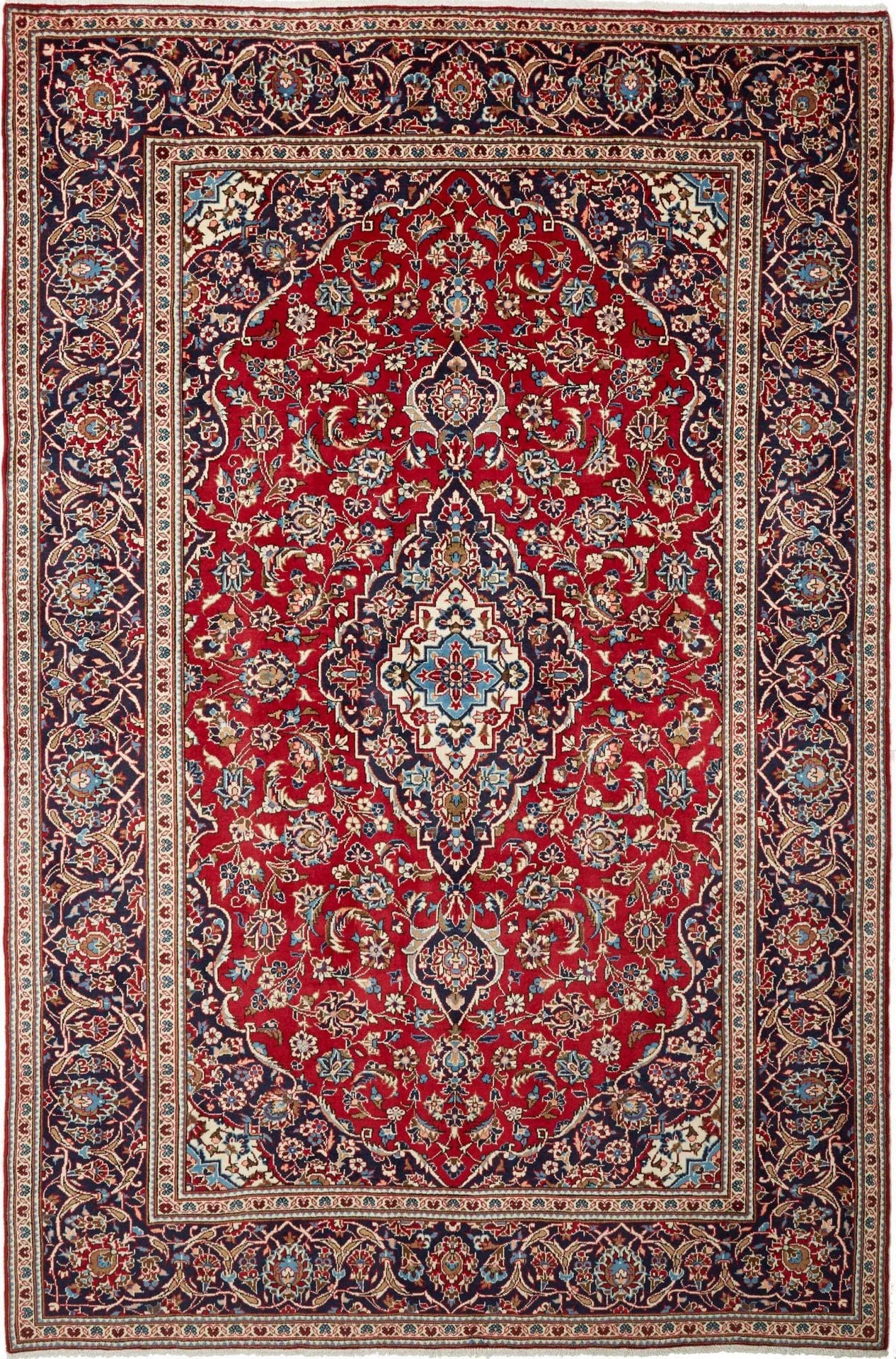 Hand-Knotted Wool Kashan Persian Rug, 203 × 303 cm