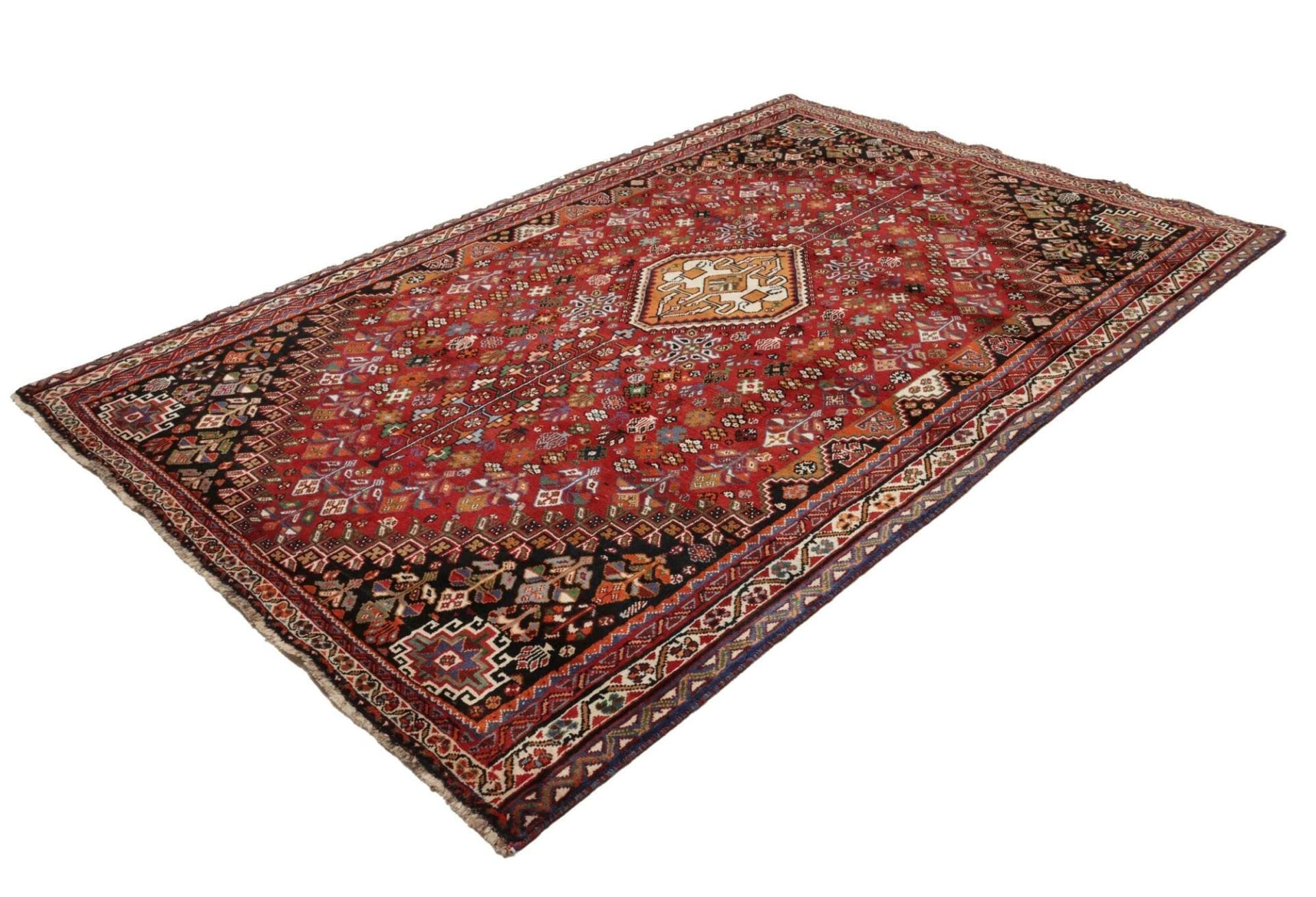 Hand-Knotted Wool Shiraz Persian Rug, 188 × 280 cm