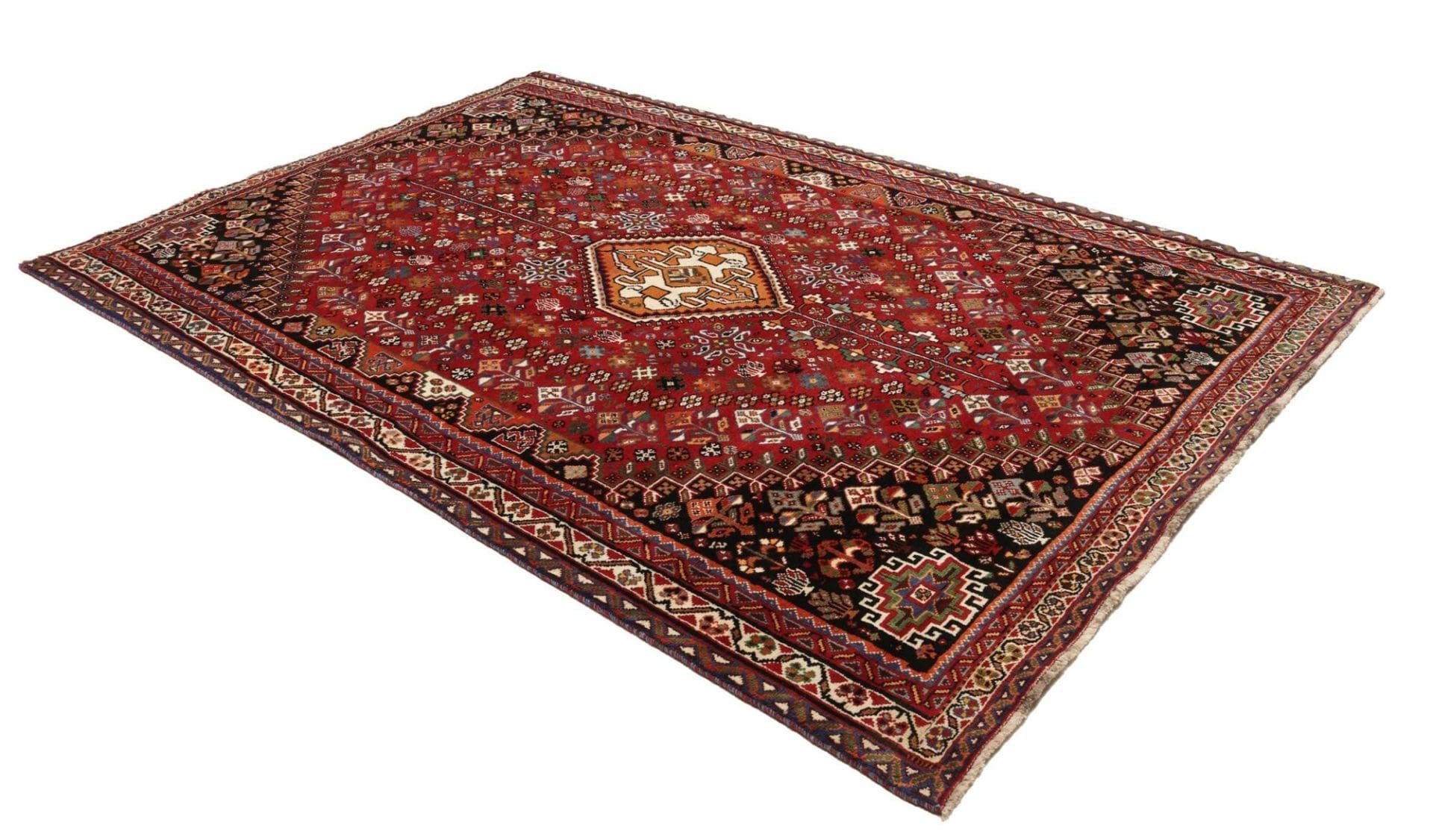 Hand-Knotted Wool Shiraz Persian Rug, 188 × 280 cm