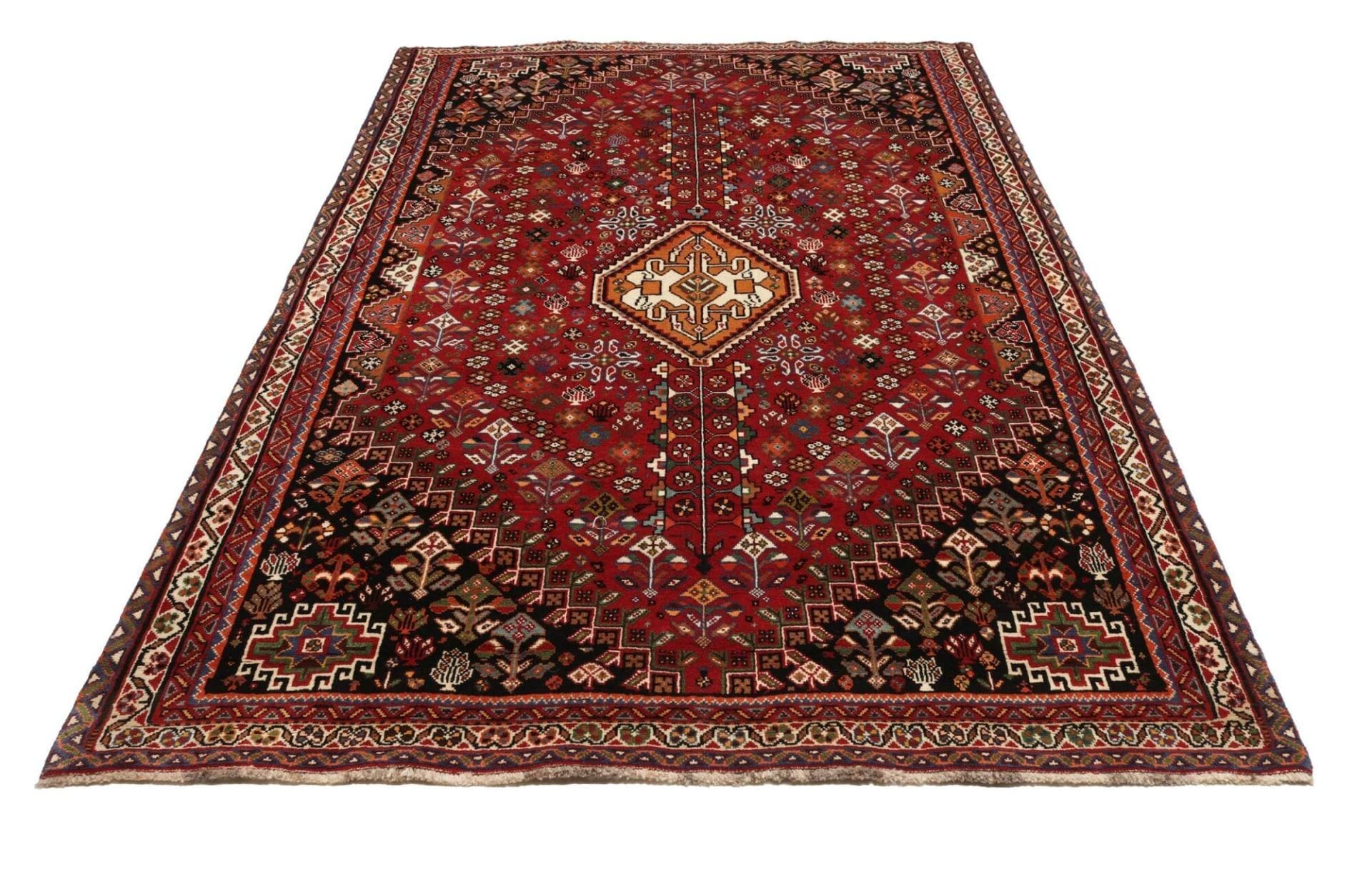 Hand-Knotted Wool Shiraz Persian Rug, 188 × 280 cm