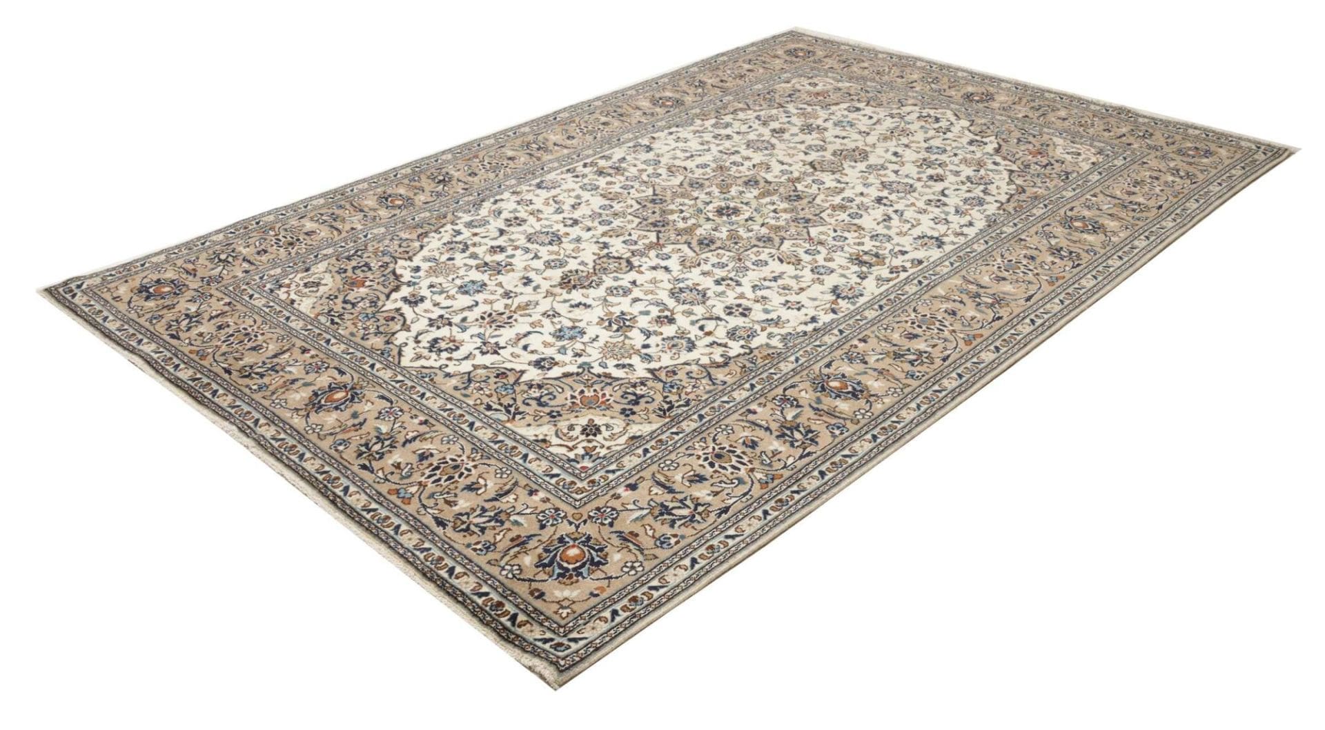 kashan-teppich-203x300cm-schurwolle-florales-muster-handgeknupft-1 Hand-Knotted Wool Kashan Persian Rug, 203 × 300 cm