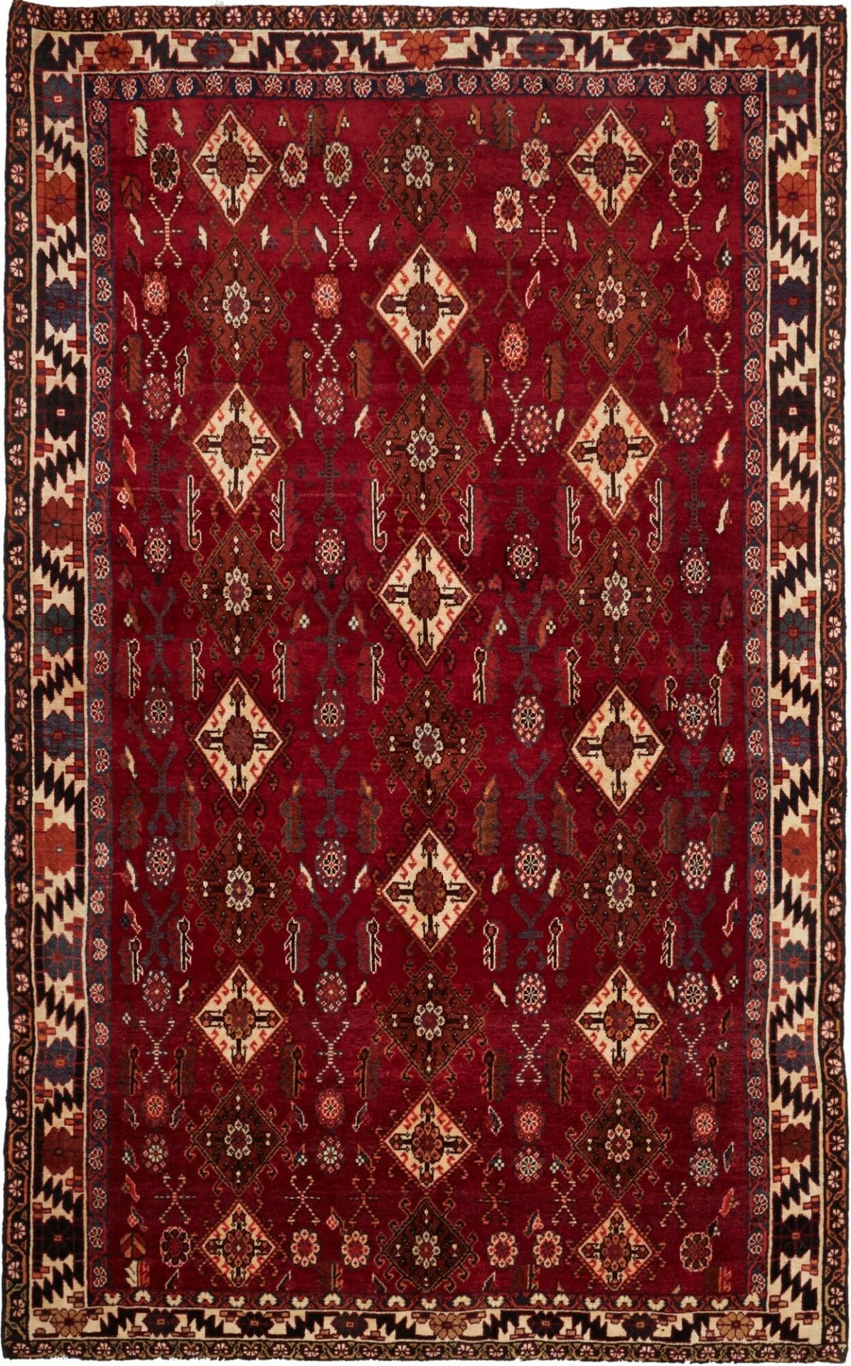 Hand-Knotted Wool Shiraz Persian Rug, 161 × 258 cm