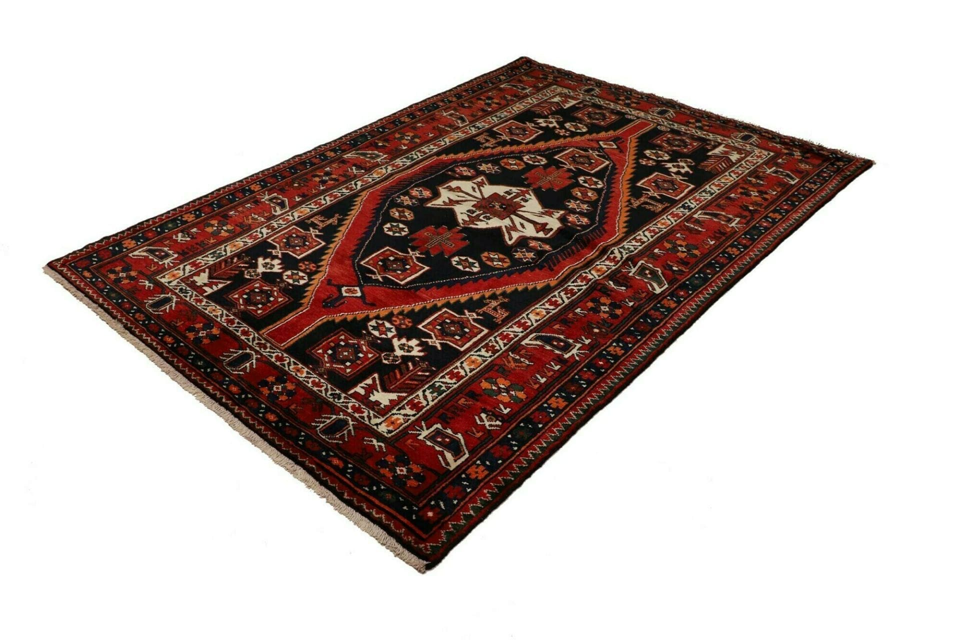 Hamadan Herati Persian Rug — hand-knotted, 155 × 216 cm, Wool
