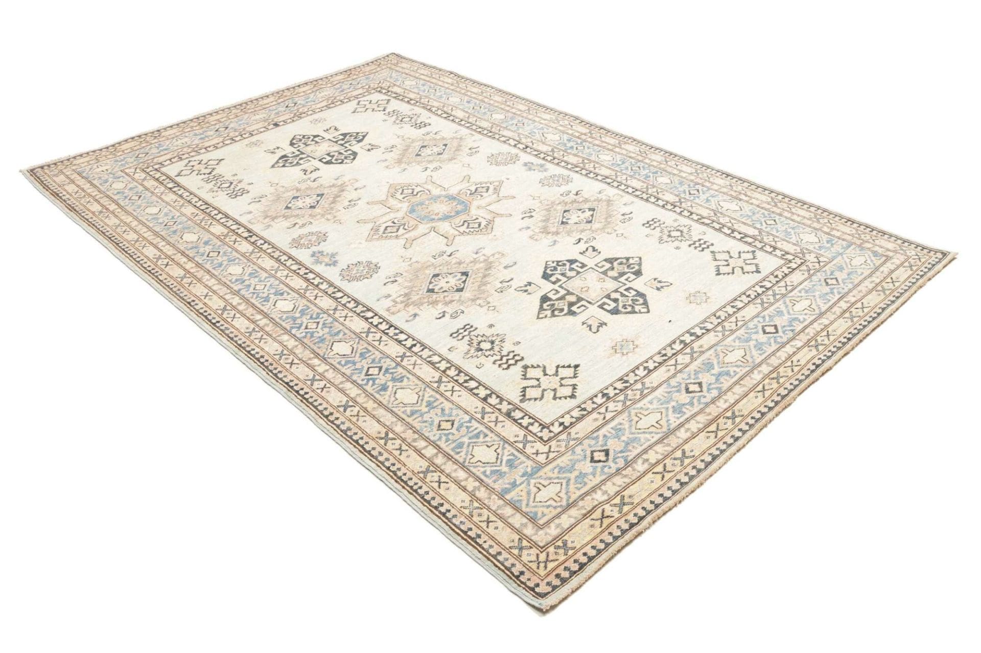 kazak-teppich-168-x-247-cm-handgeknupft-geometrische-muster-orientteppich-2 Kazak Pakistani Rug — hand-knotted, 168 × 247 cm, Wool