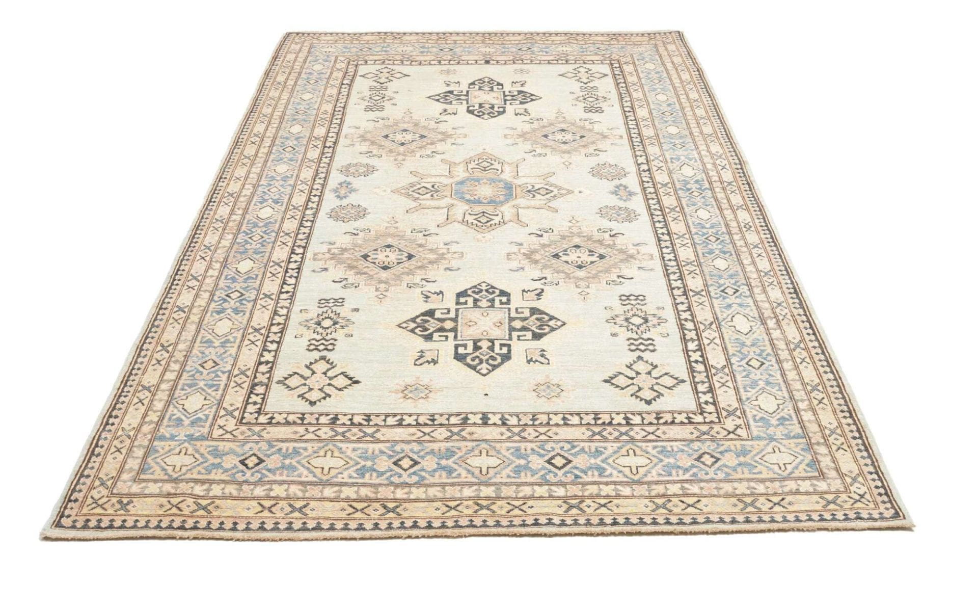 kazak-teppich-168-x-247-cm-handgeknupft-geometrische-muster-orientteppich-3 Kazak Pakistani Rug — hand-knotted, 168 × 247 cm, Wool