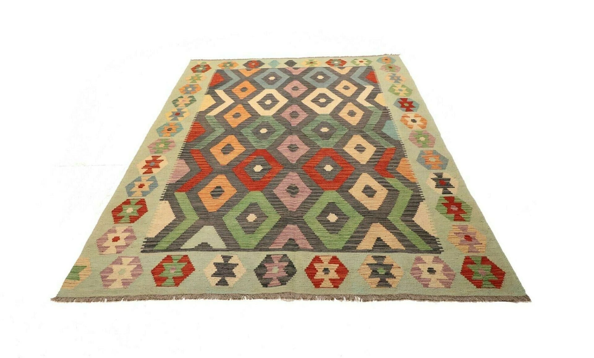 Kilim Pakistani Rug 173 × 244 cm, Wool, hand-woven