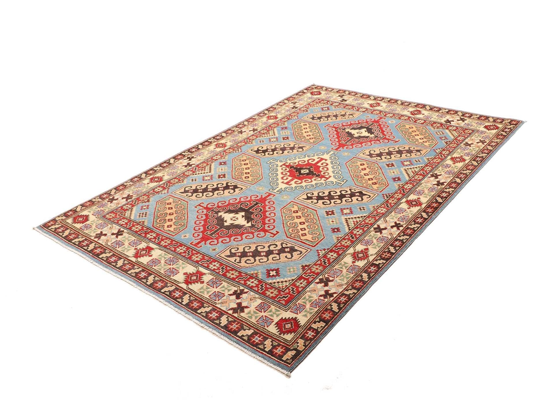 kazak-orientteppich-153-x-212cm-geometrische-muster-handgeknupft-1 Kazak Pakistani Rug — hand-knotted, 153 × 212 cm, Wool