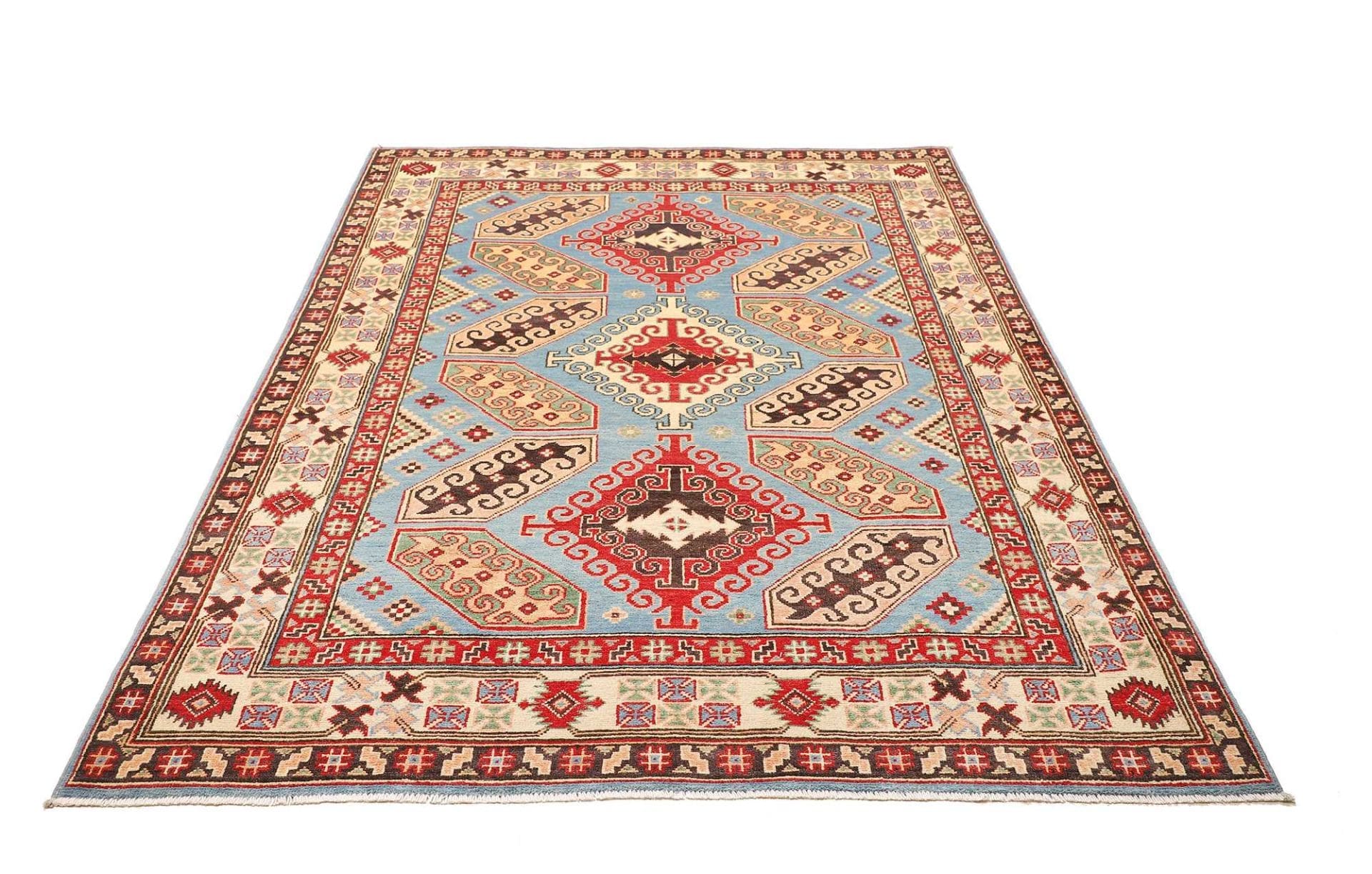 kazak-orientteppich-153-x-212cm-geometrische-muster-handgeknupft-3 Kazak Pakistani Rug — hand-knotted, 153 × 212 cm, Wool