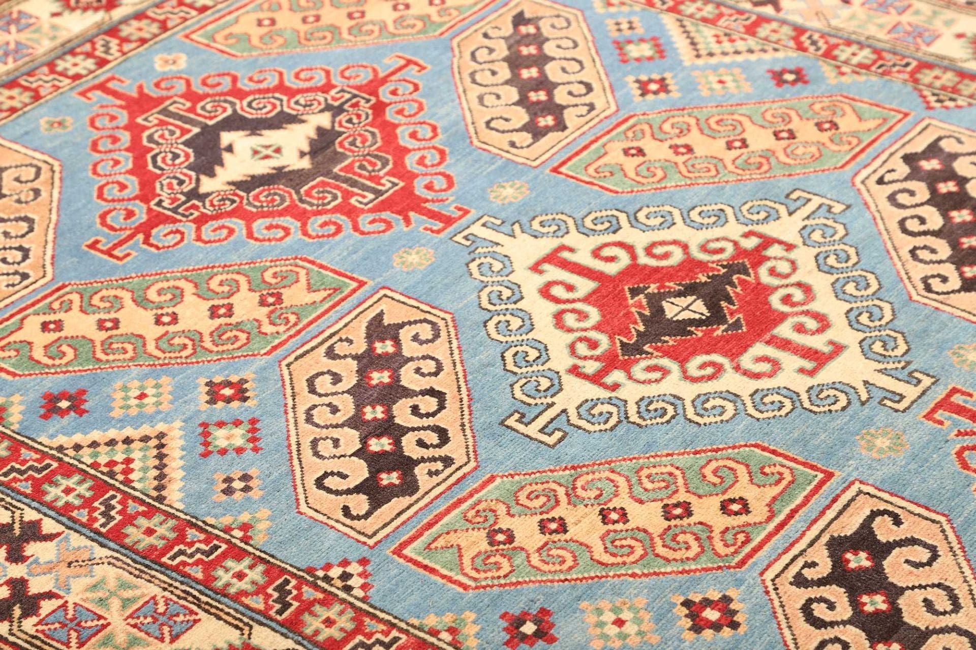 kazak-orientteppich-153-x-212cm-geometrische-muster-handgeknupft-6 Kazak Pakistani Rug — hand-knotted, 153 × 212 cm, Wool