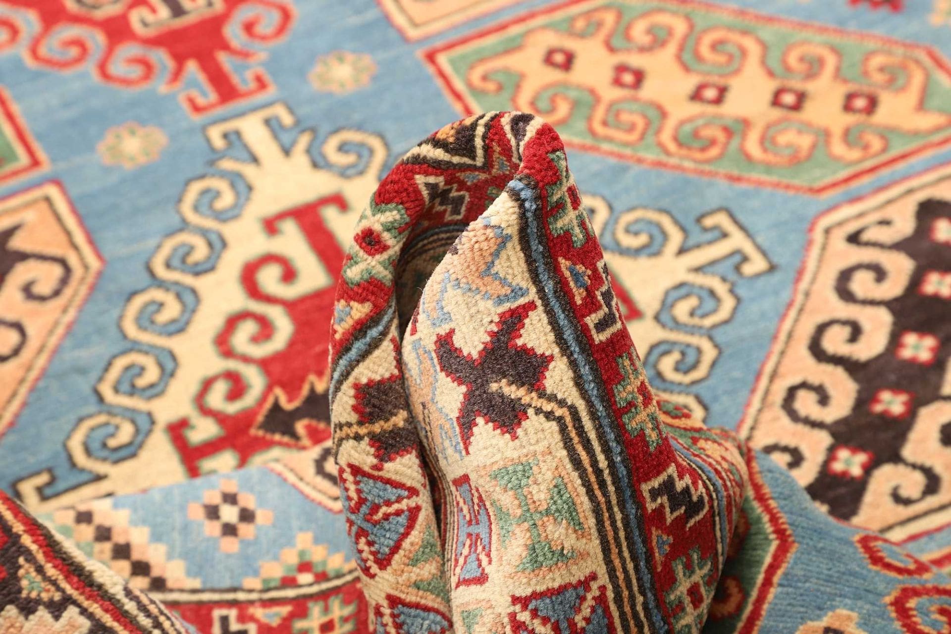 kazak-orientteppich-153-x-212cm-geometrische-muster-handgeknupft-8 Kazak Pakistani Rug — hand-knotted, 153 × 212 cm, Wool