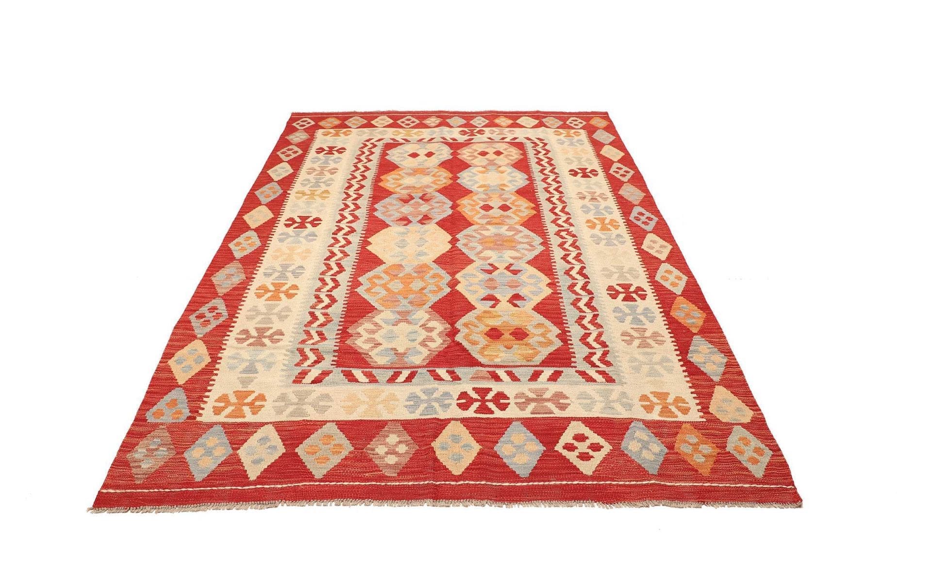 kelim-teppich-173-x-242-cm-handgewebt-rustikales-flair-wolle-1 Hand-Woven Wool Kilim Pakistani Rug, 173 × 242 cm