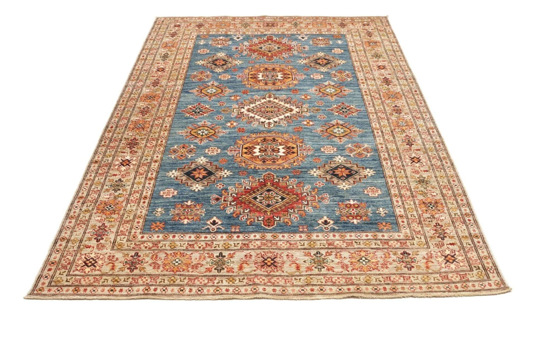 kazak-teppich-177-x-248-cm-handgeknupft-geometrisches-muster-3 Kazak Pakistani Rug 177 × 248 cm, Wool, hand-knotted