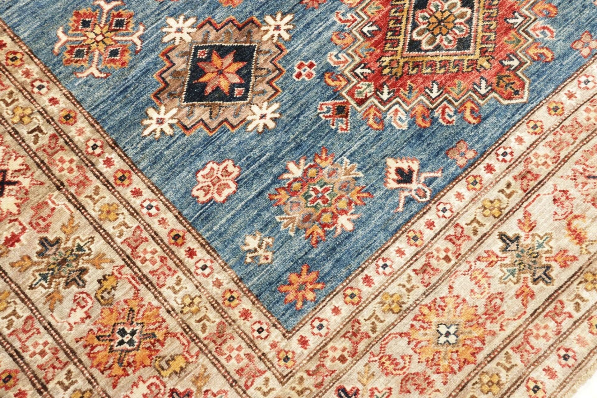 kazak-teppich-177-x-248-cm-handgeknupft-geometrisches-muster-5 Kazak Pakistani Rug 177 × 248 cm, Wool, hand-knotted