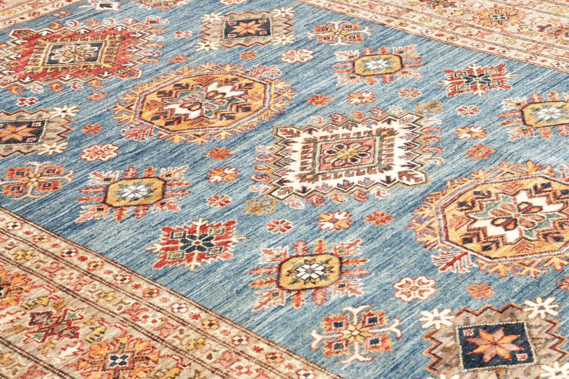 kazak-teppich-177-x-248-cm-handgeknupft-geometrisches-muster-6 Kazak Pakistani Rug 177 × 248 cm, Wool, hand-knotted