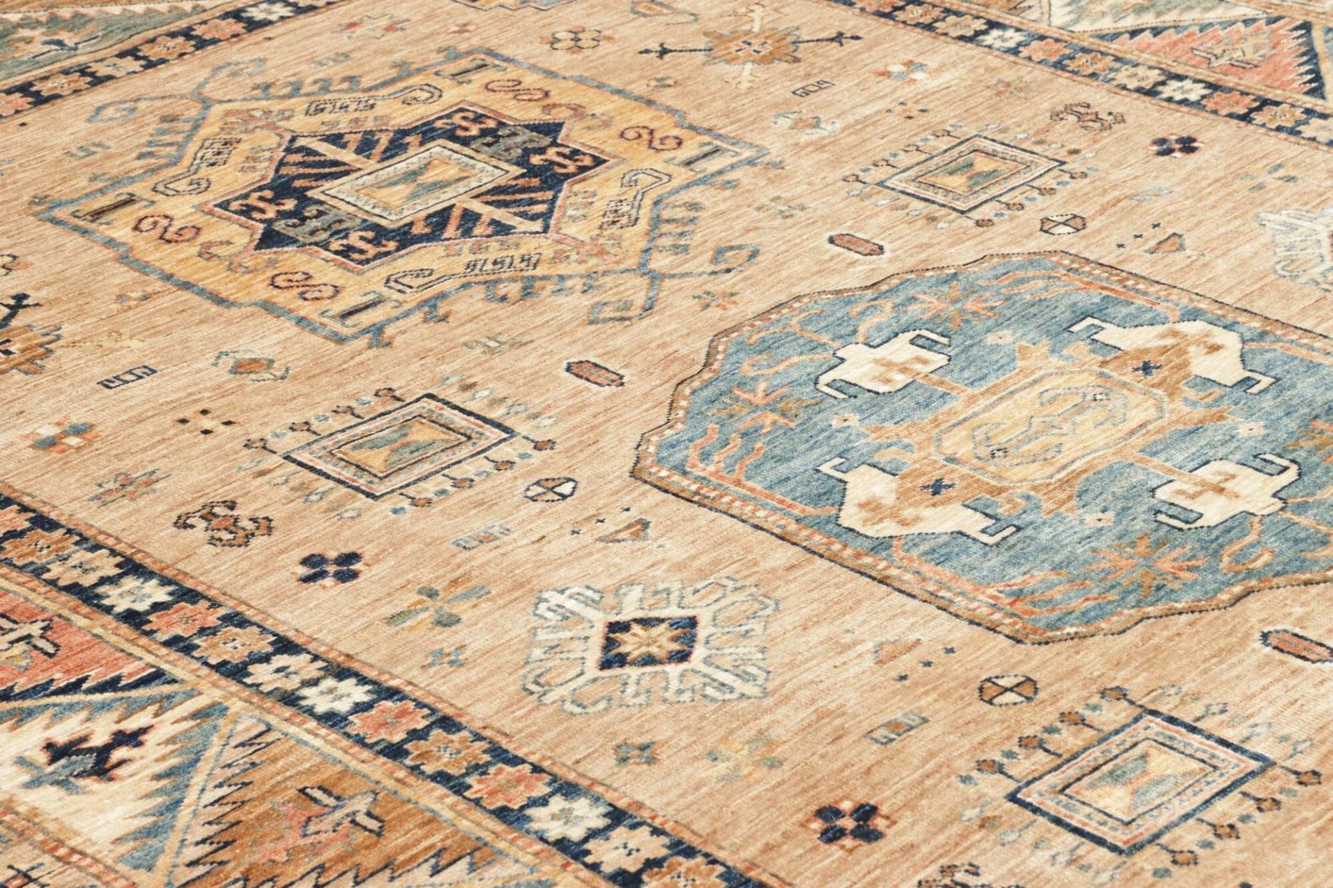 kazak-teppich-171-x-238-cm-schurwolle-geometrische-muster-handgeknupft-6 Hand-Knotted Wool Kazak Pakistani Rug, 171 × 238 cm