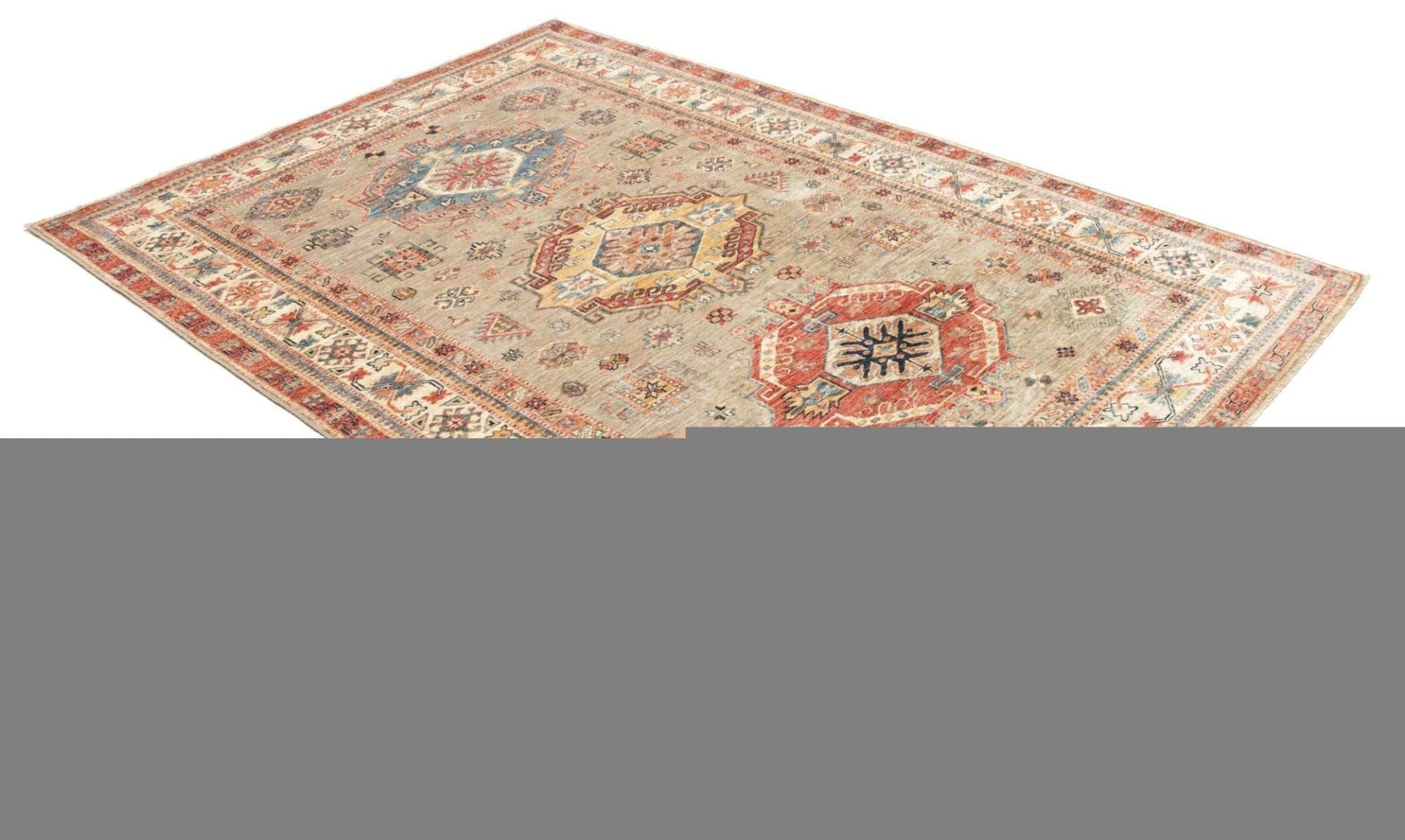 kazak-teppich-165-x-235-cm-mit-geometrischem-muster-handgeknupft-2 Hand-Knotted Wool Kazak Pakistani Rug, 165 × 235 cm