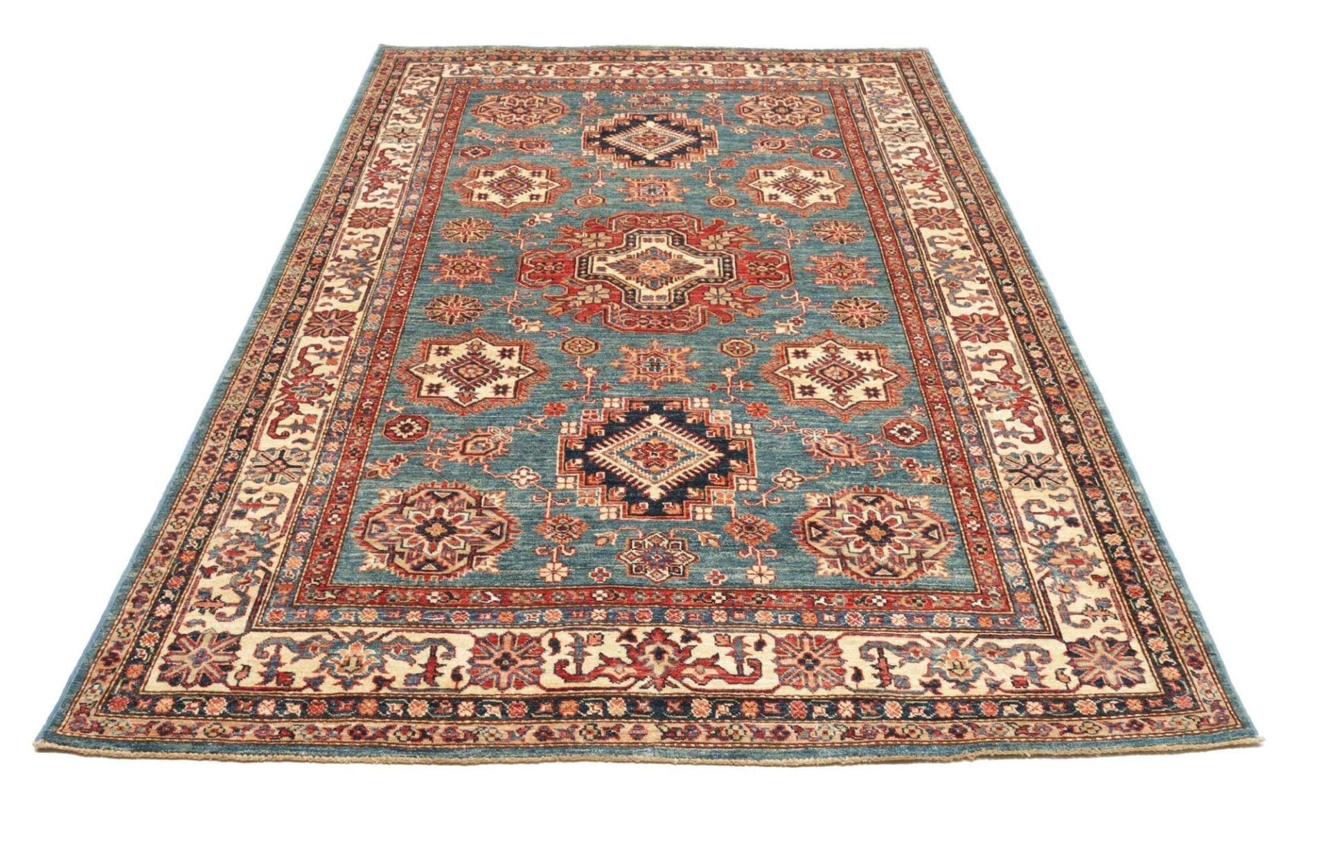 kazak-teppich-169-x-238-cm-handgeknupft-geometrisches-muster-wolle-3 Kazak Pakistani Rug — hand-knotted, 169 × 238 cm, Wool