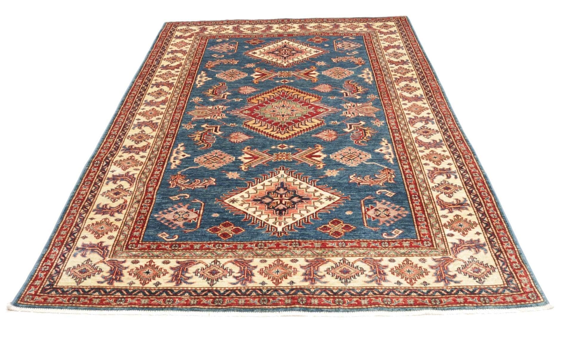 Hand-Knotted Wool Kazak Pakistani Rug, 175 × 243 cm