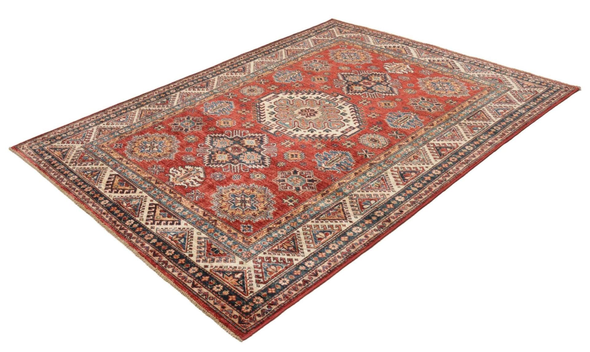 Hand-Knotted Wool Kazak Pakistani Rug, 171 × 222 cm