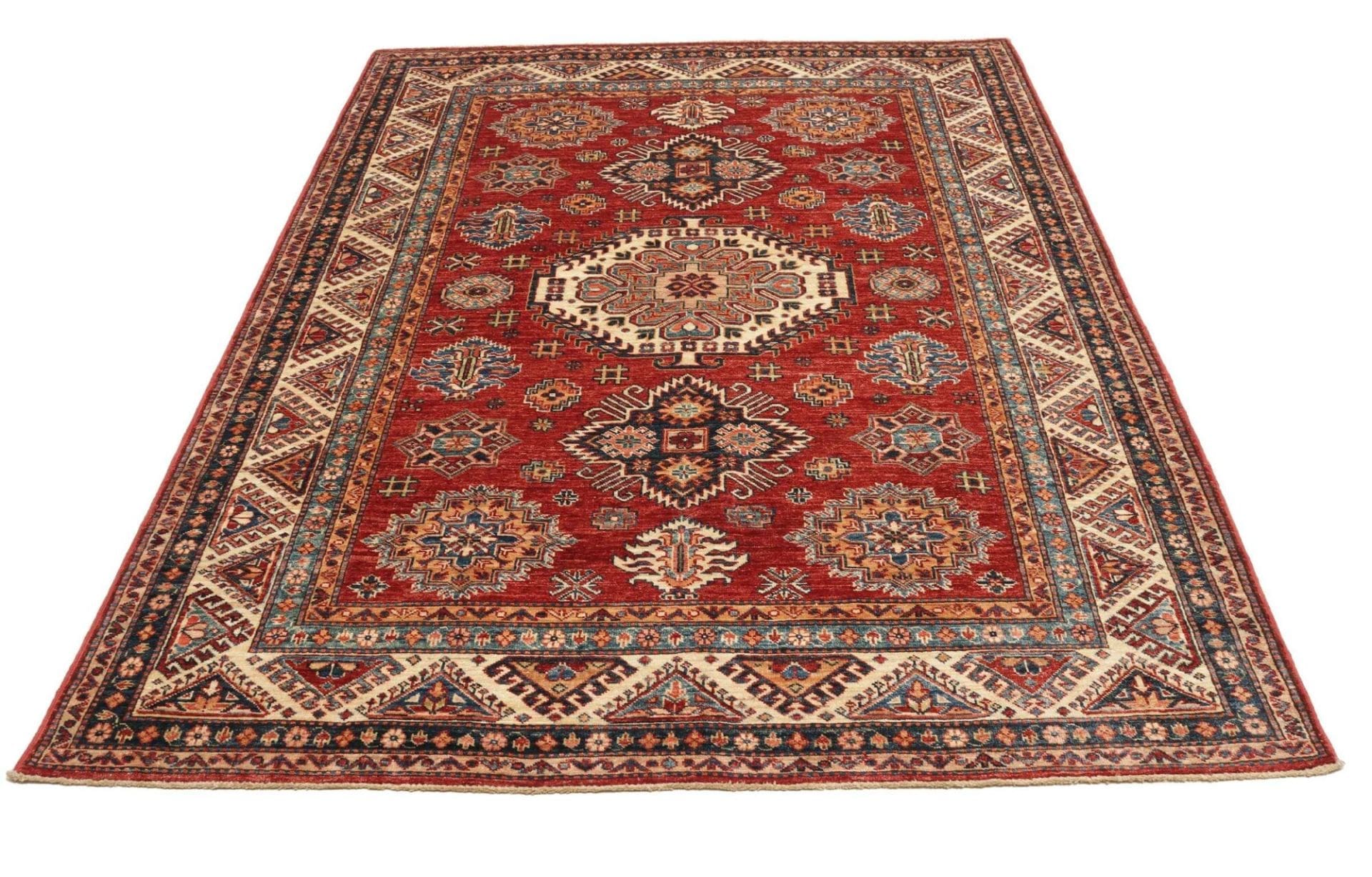 Hand-Knotted Wool Kazak Pakistani Rug, 171 × 222 cm
