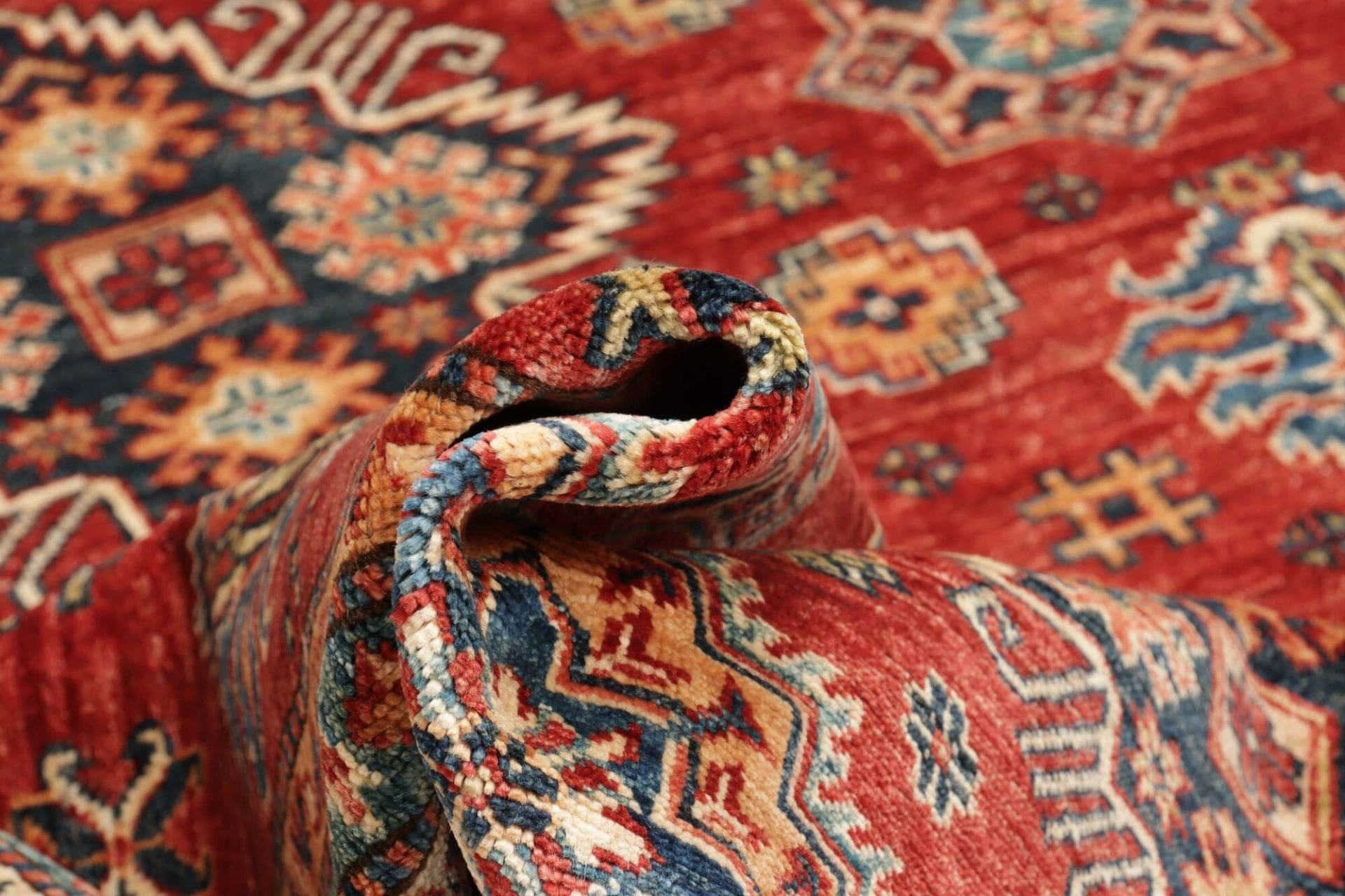 Hand-Knotted Wool Kazak Pakistani Rug, 171 × 222 cm
