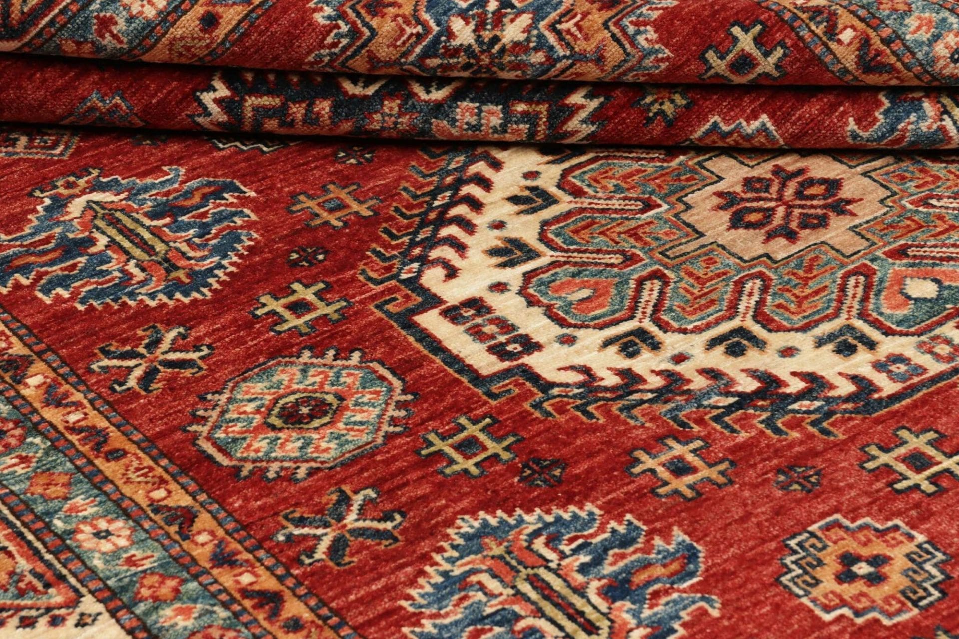 Hand-Knotted Wool Kazak Pakistani Rug, 171 × 222 cm