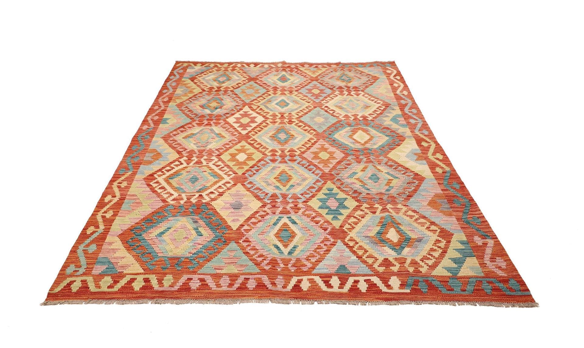 Hand-Woven Wool Kilim Pakistani Rug, 177 × 234 cm