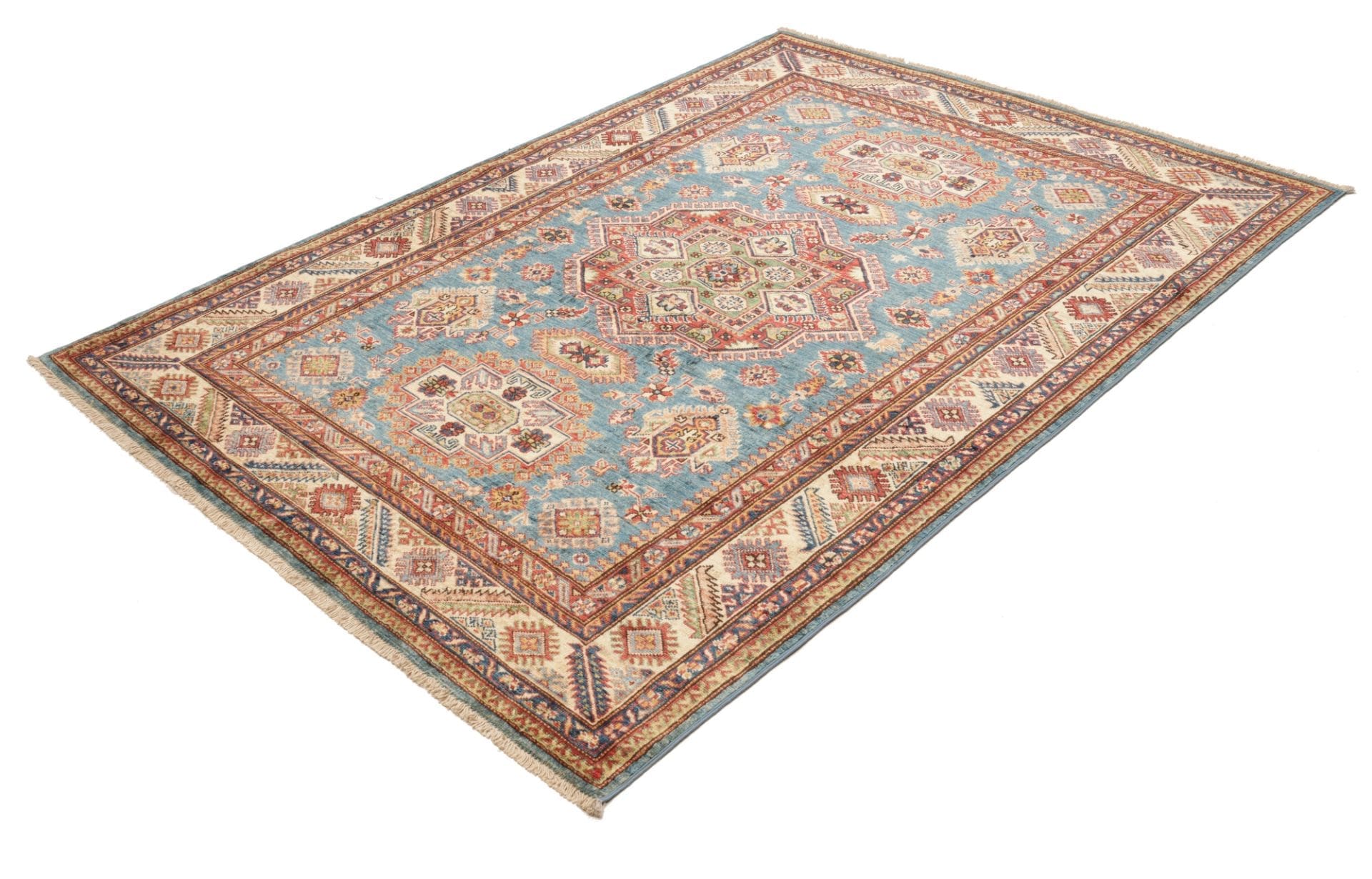 Hand-Knotted Wool Kazak Pakistani Rug, 156 × 208 cm