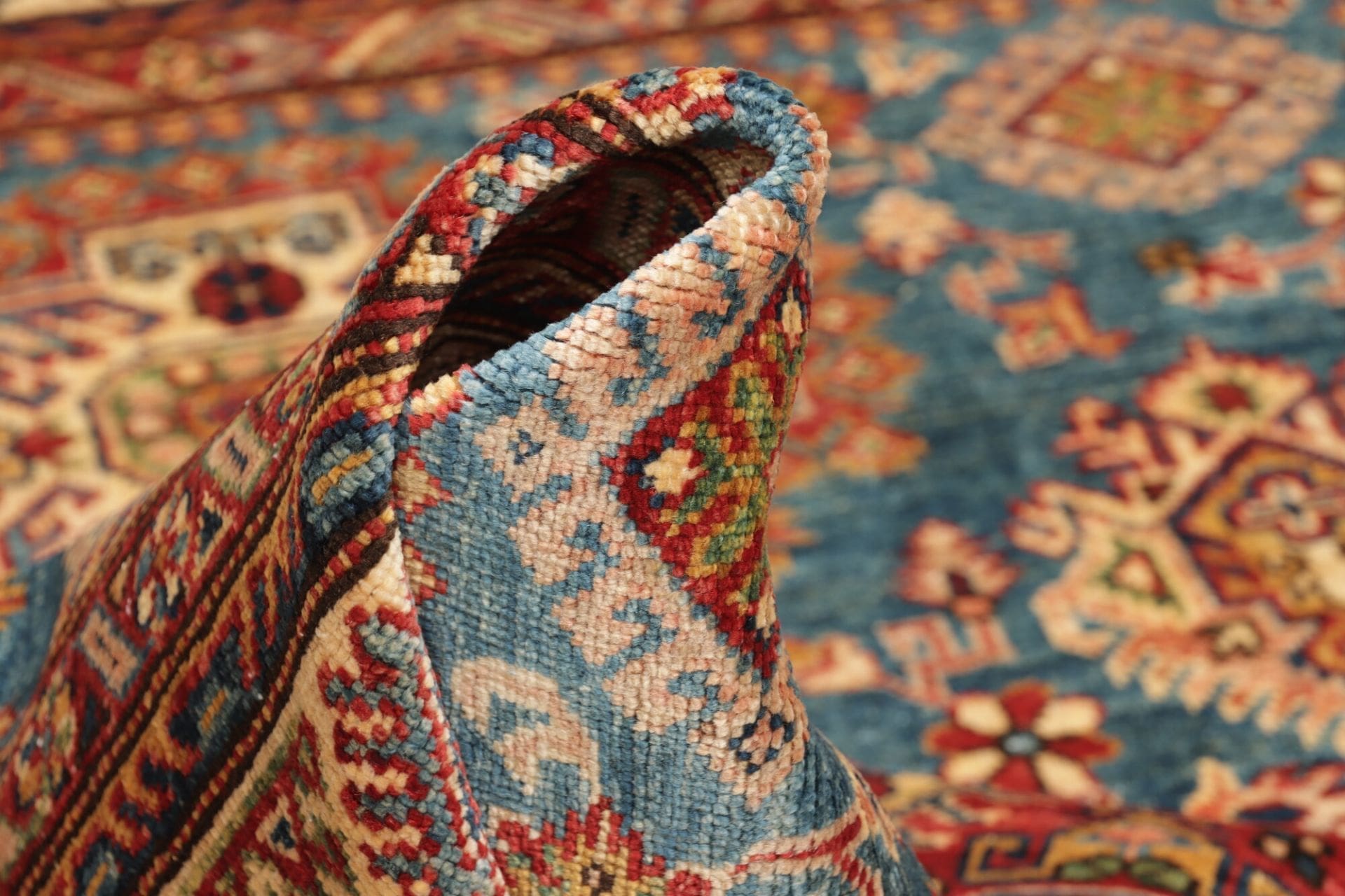 Hand-Knotted Wool Kazak Pakistani Rug, 156 × 208 cm