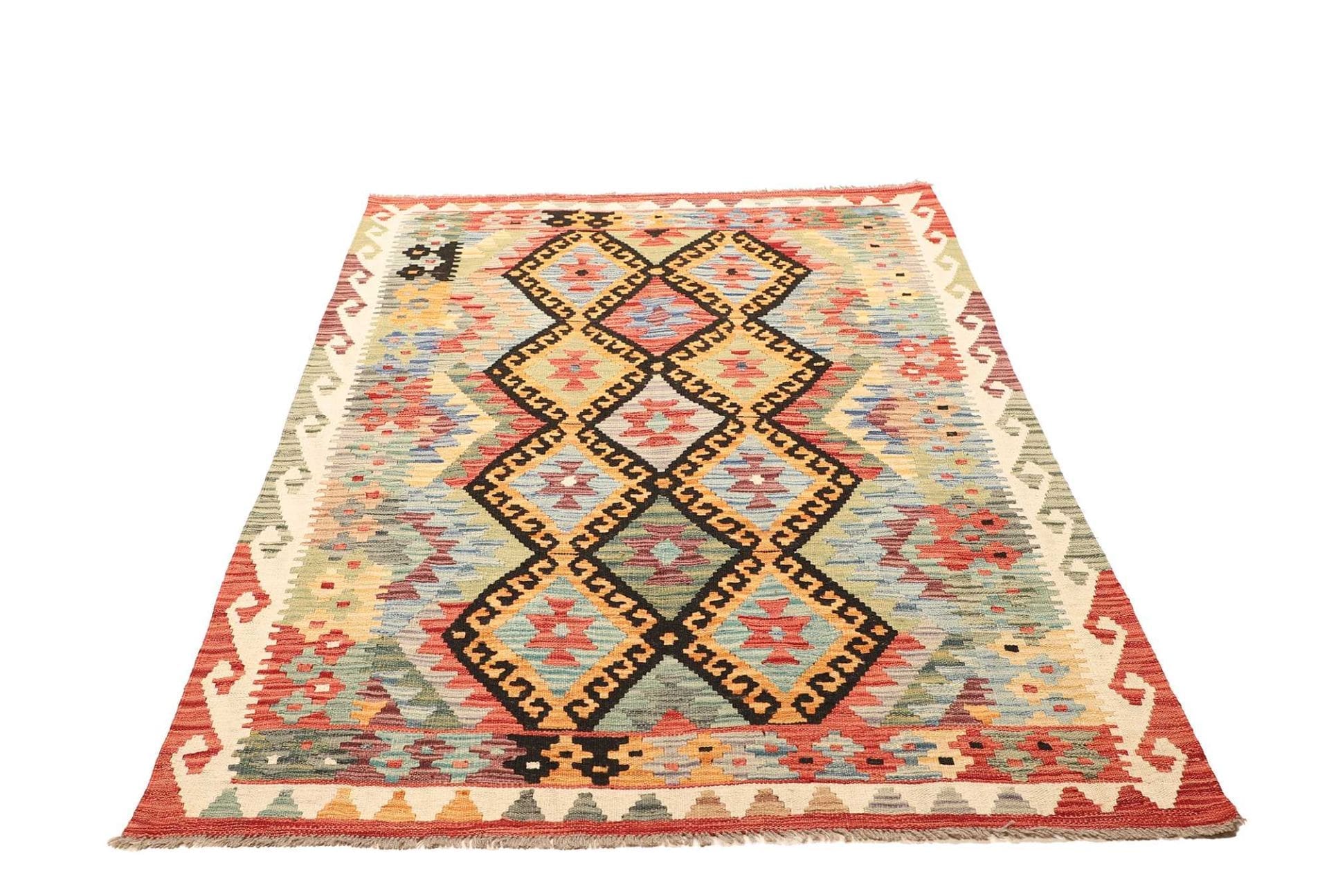 Hand-Woven Wool Kilim Pakistani Rug, 124 × 176 cm