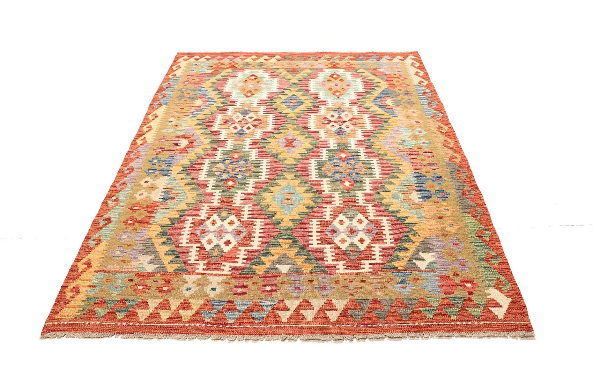 Hand-Woven Wool Kilim Pakistani Rug, 148 × 194 cm