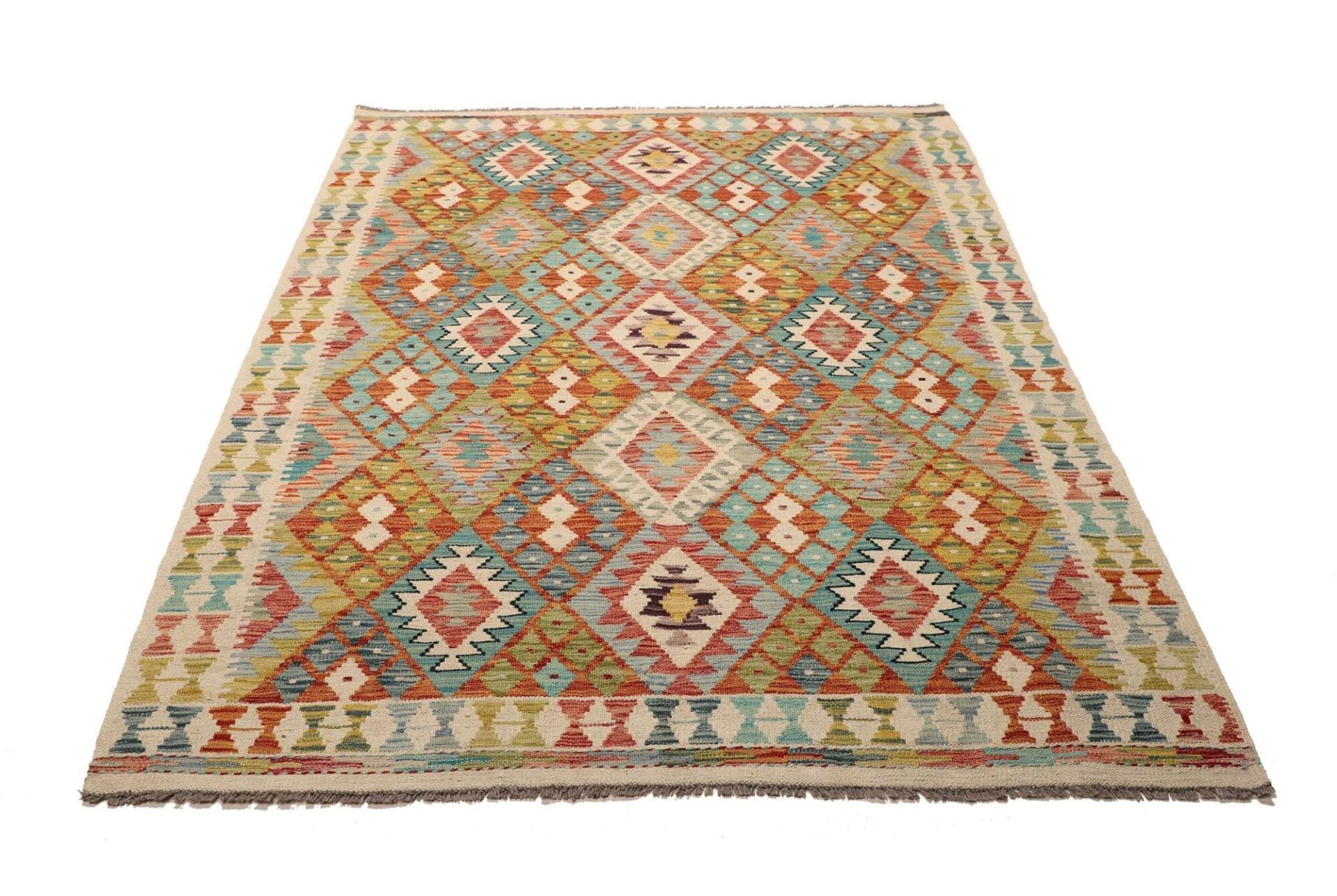 Hand-Woven Wool Kilim Pakistani Rug, 157 × 201 cm