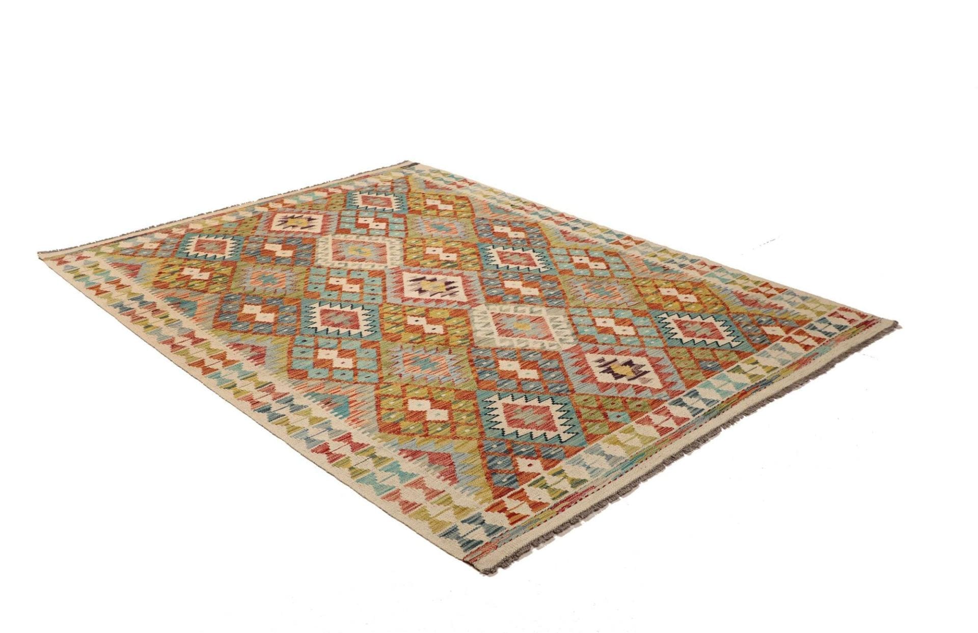 Hand-Woven Wool Kilim Pakistani Rug, 157 × 201 cm