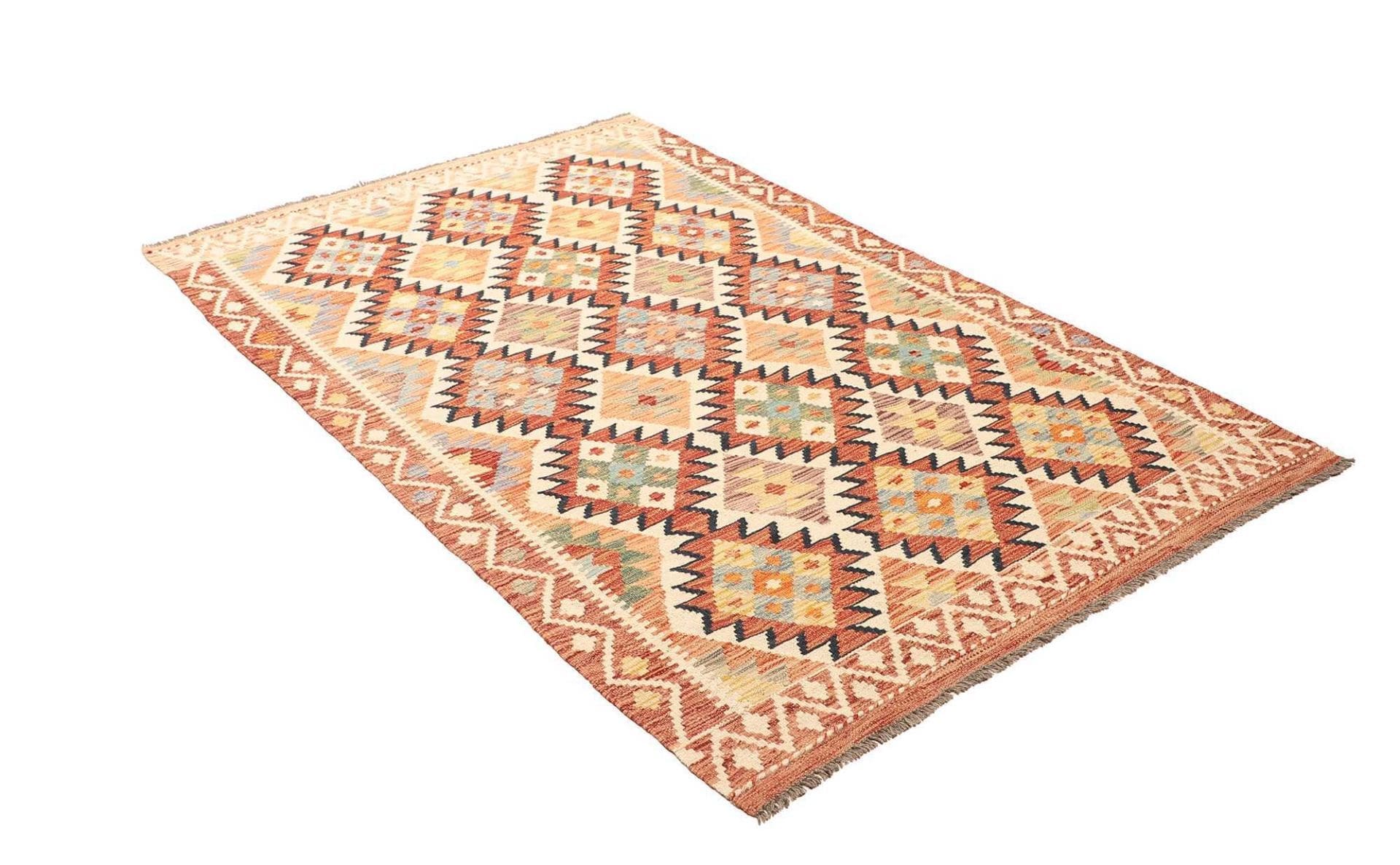 handgewebter-kelim-teppich-123-x-188cm-aus-schurwolle-rustikal-2 Hand-Woven Wool Kilim Pakistani Rug, 123 × 188 cm