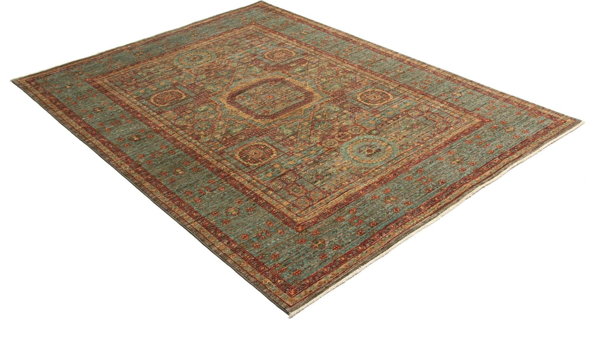 Hand-Knotted Wool Mamluk Pakistani Rug, 156 × 207 cm