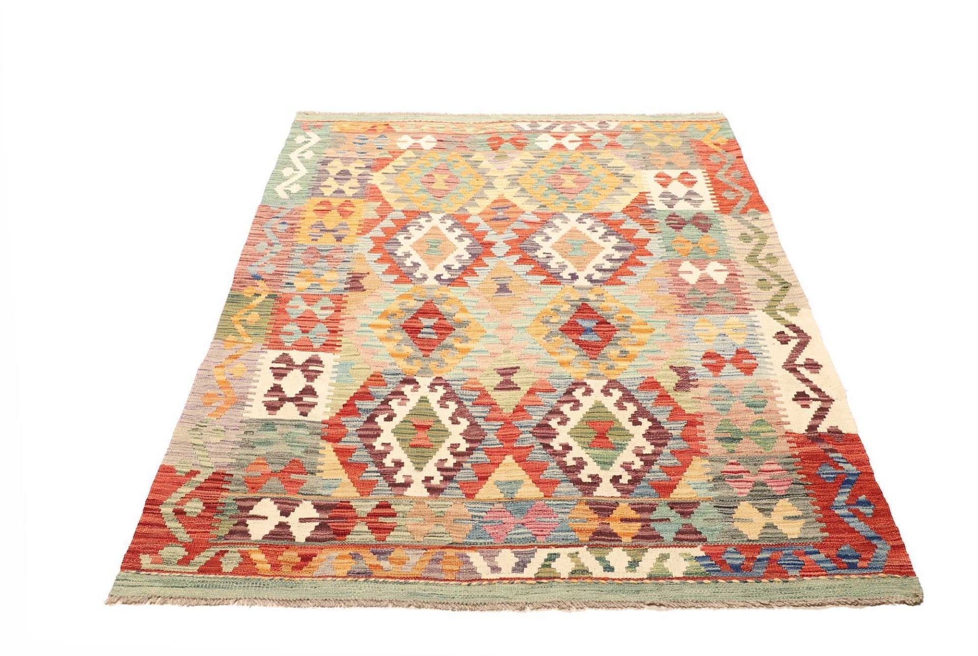 kelim-teppich-132-x-178-cm-aus-schurwolle-handgewebt-rustikal-1 Hand-Woven Wool Kilim Pakistani Rug, 132 × 178 cm