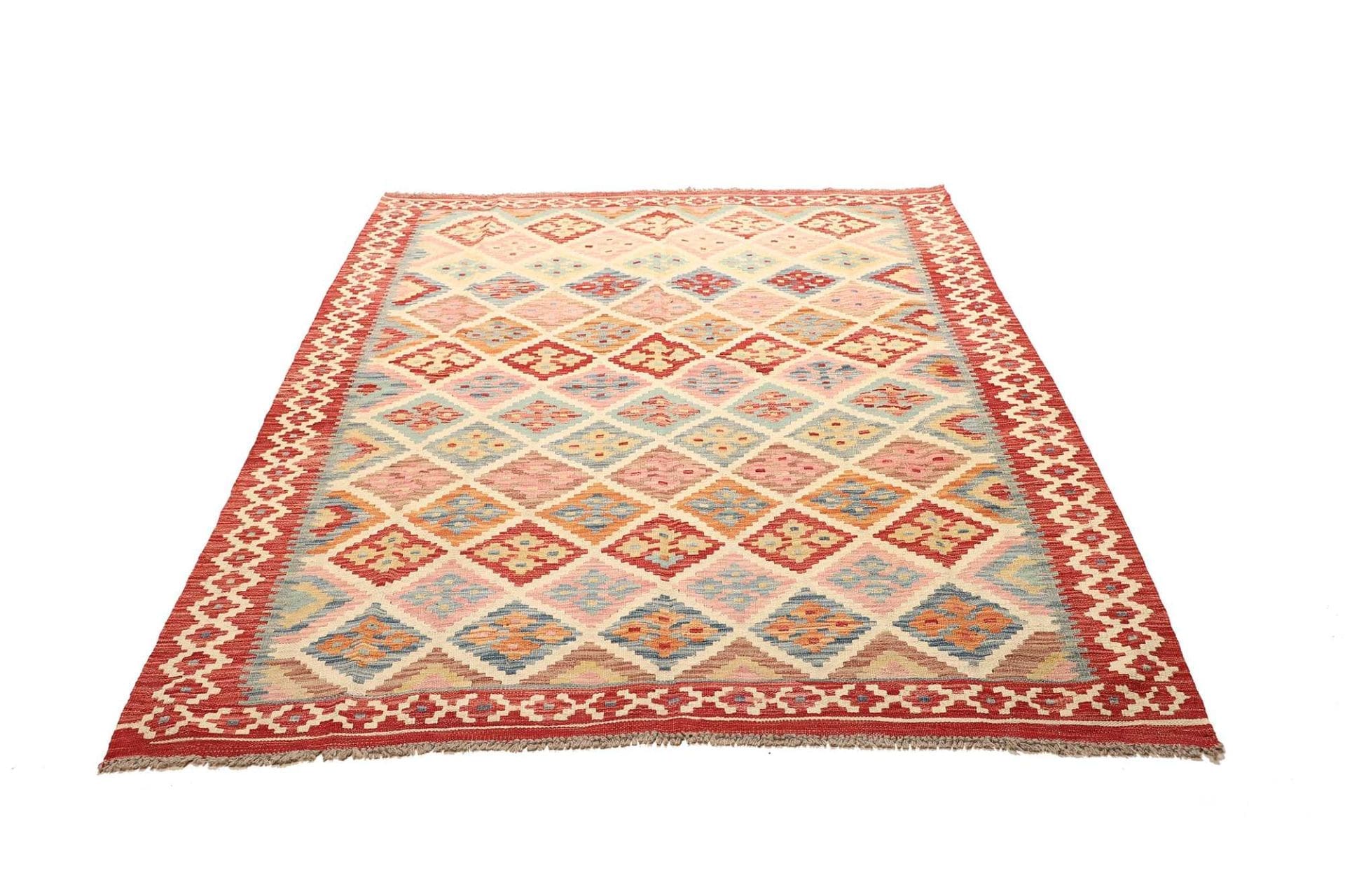 kelim-teppich-161-x-204-cm-handgewebt-rustikales-flair-wolle-1 Kilim Pakistani Rug 161 × 204 cm, Wool, hand-woven